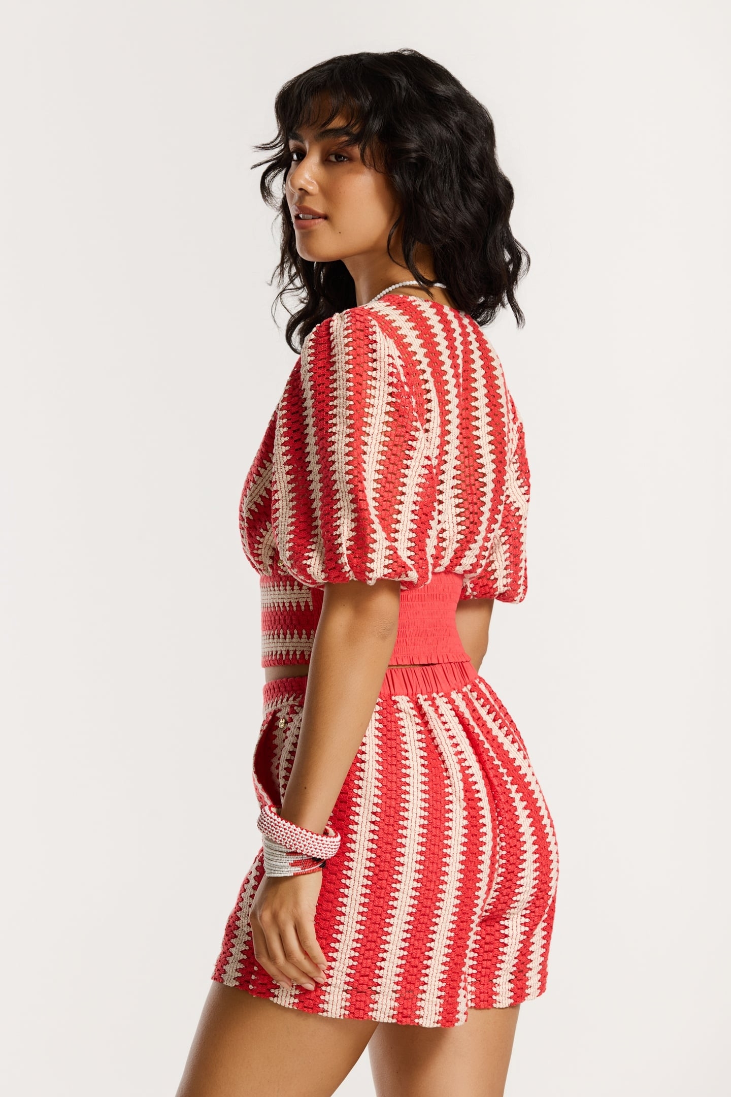 MAIA CROCHET SHORTS RED HIBISCUS CROCHET 8