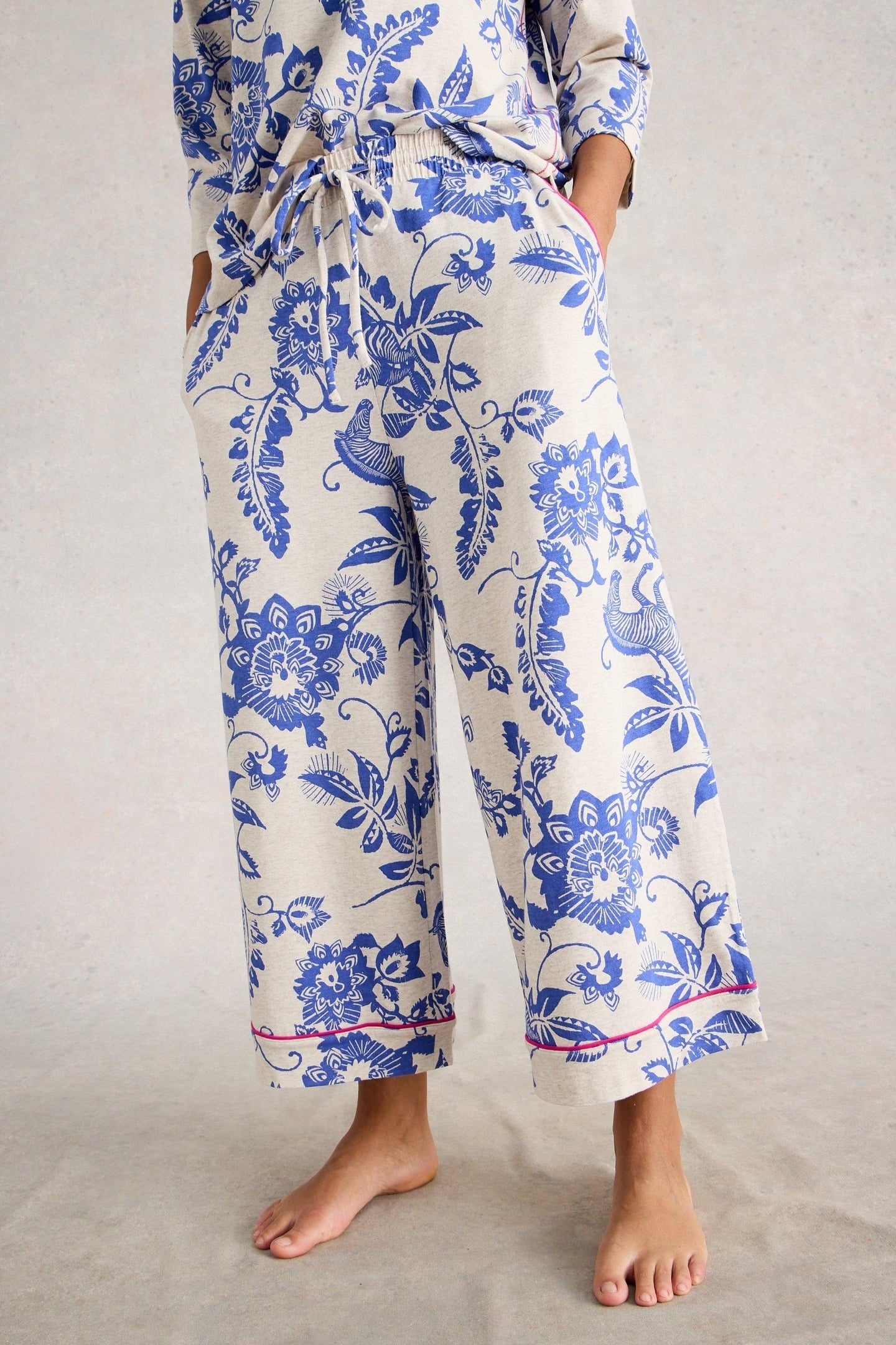 TRINA CROPPED JERSEY PJ BOTTOM NATURAL MULTI 2