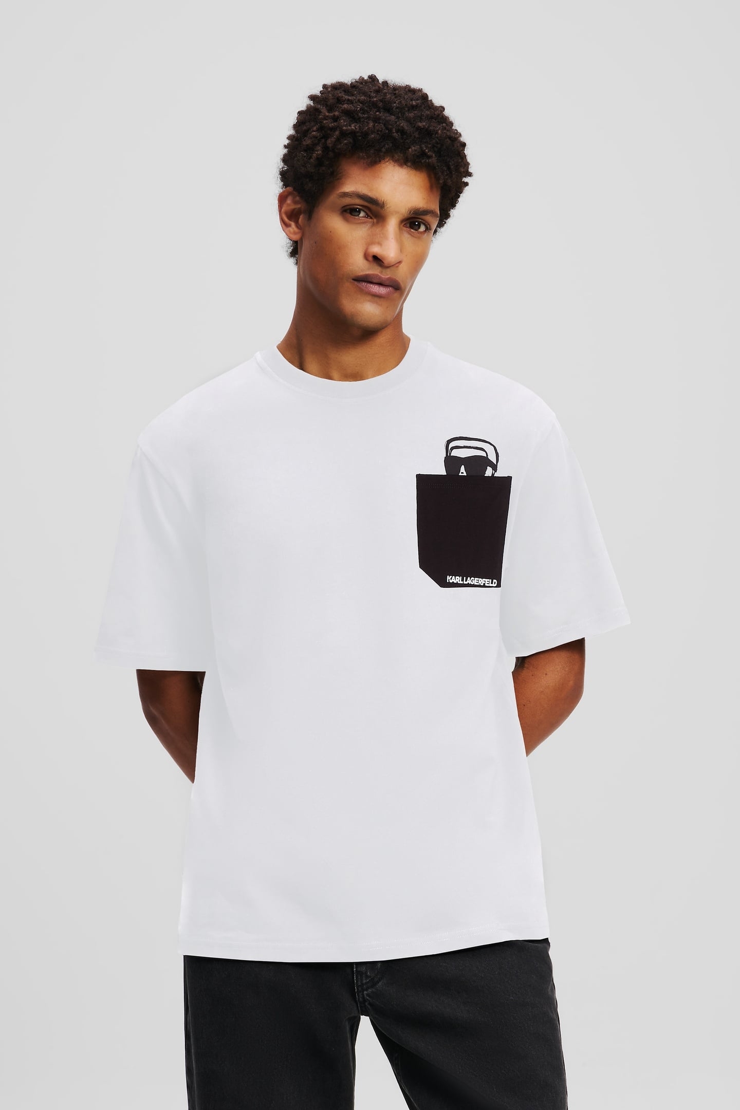 WHITE IKON OUTLINE POCKET T-SHIRT 1