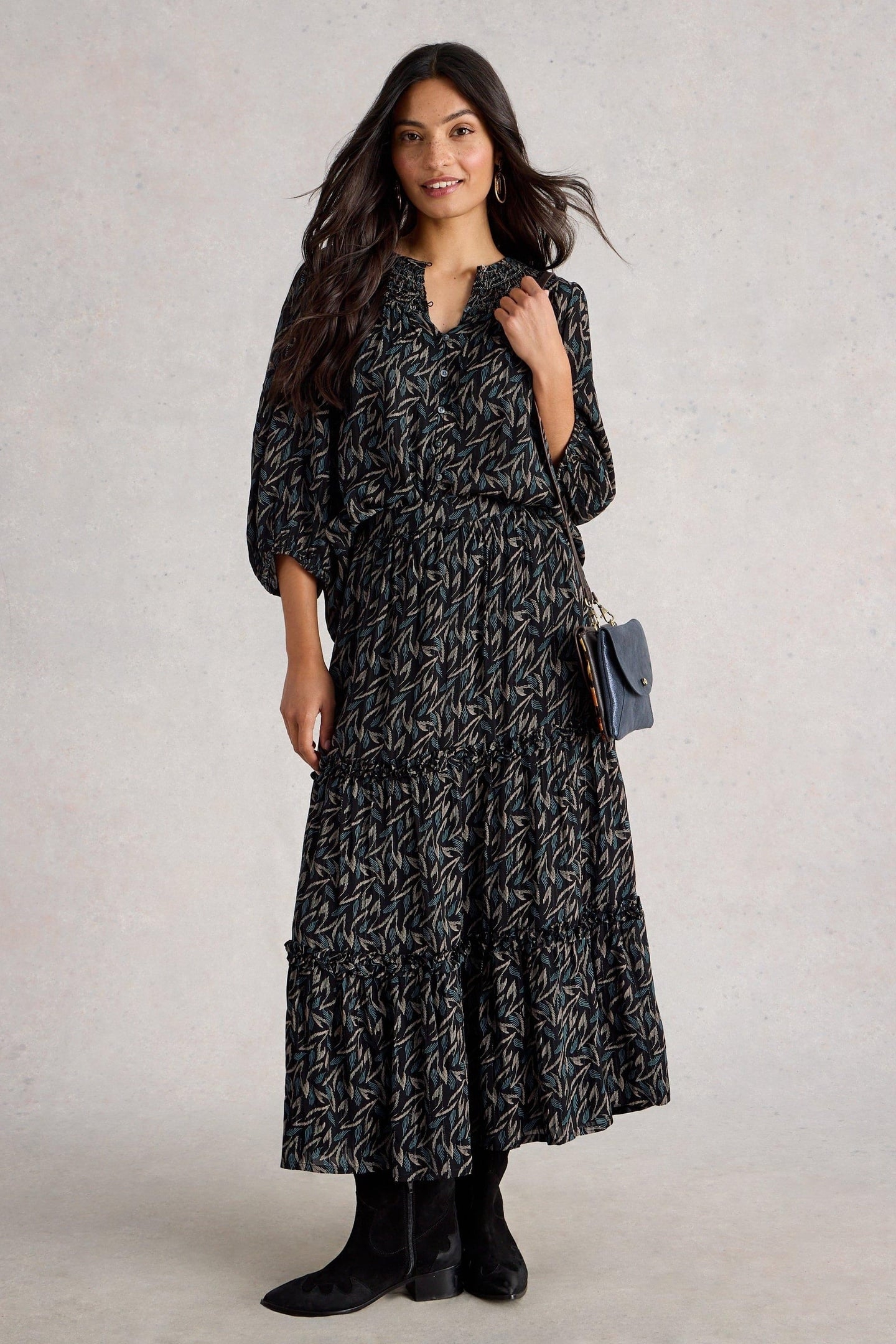 REMI METALLIC MIDI SKIRT BLACK MULTI 1