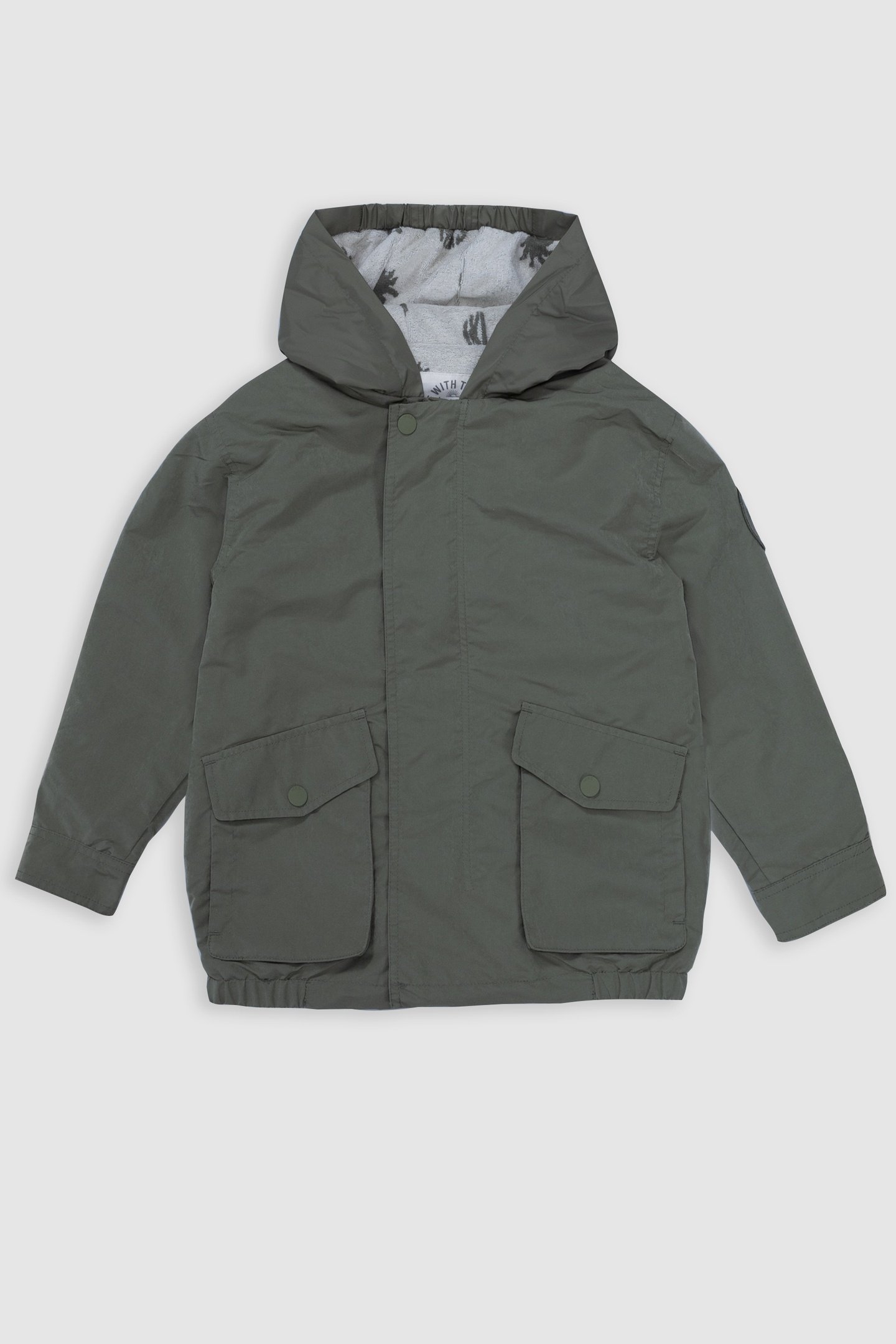 HOODED KHAKI JACKET WITH TERRYCLOTH LINING 1