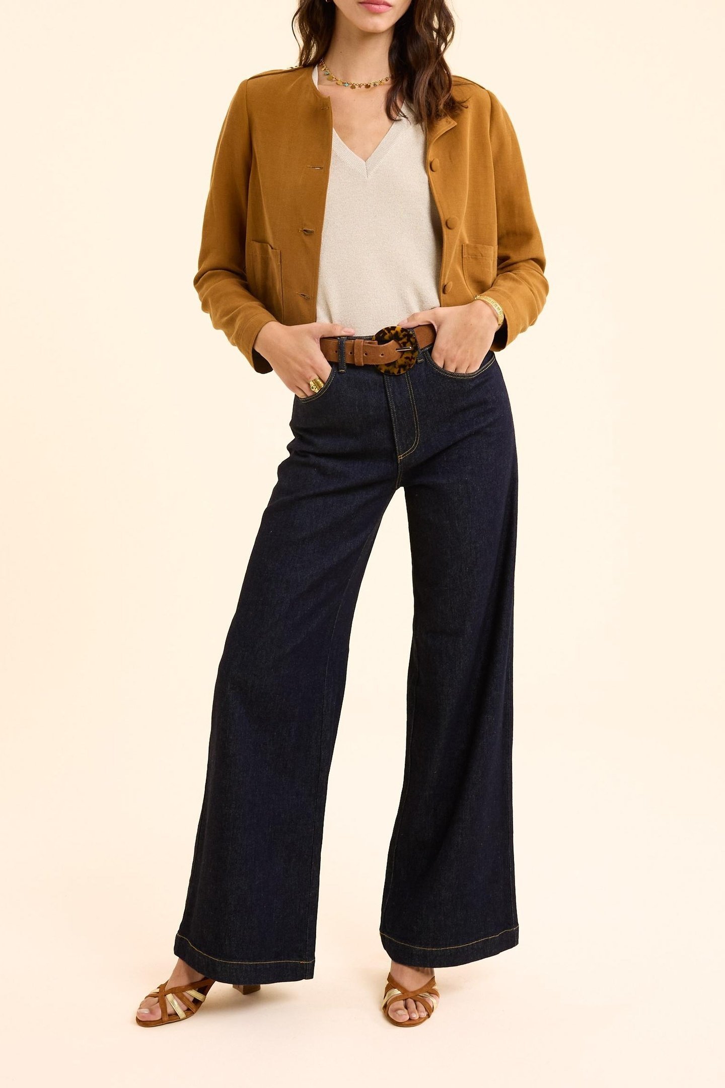 SLEEVELESS GOLD SWEATER LUREX KNIT ECRU 2