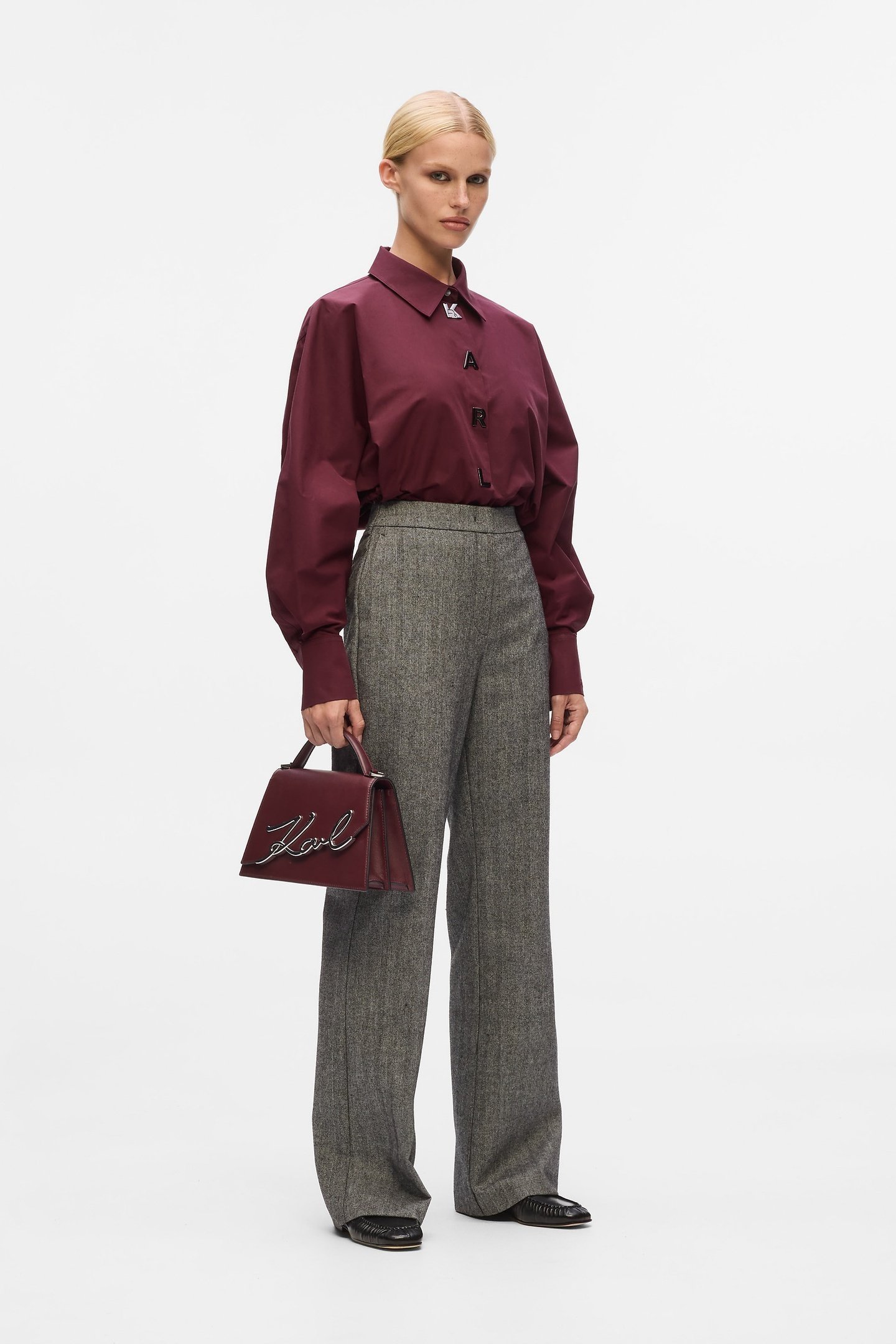 WINDSOR BURGUNDY KARL SNAP FASHION POPLIN SHIRT 2