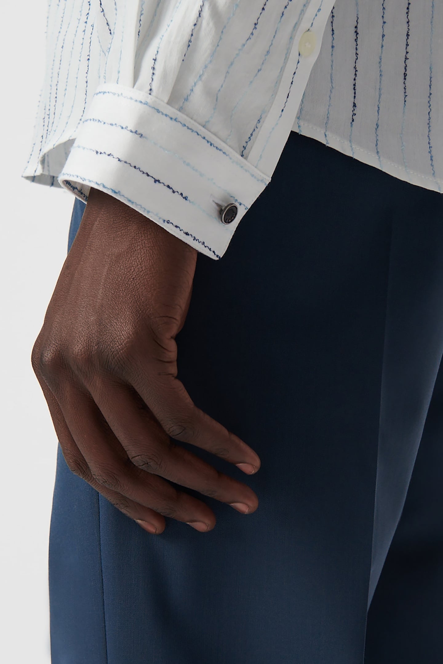 WHITE REGULAR SHIRT WITH EMBROIDERED STORM STRIPES 5