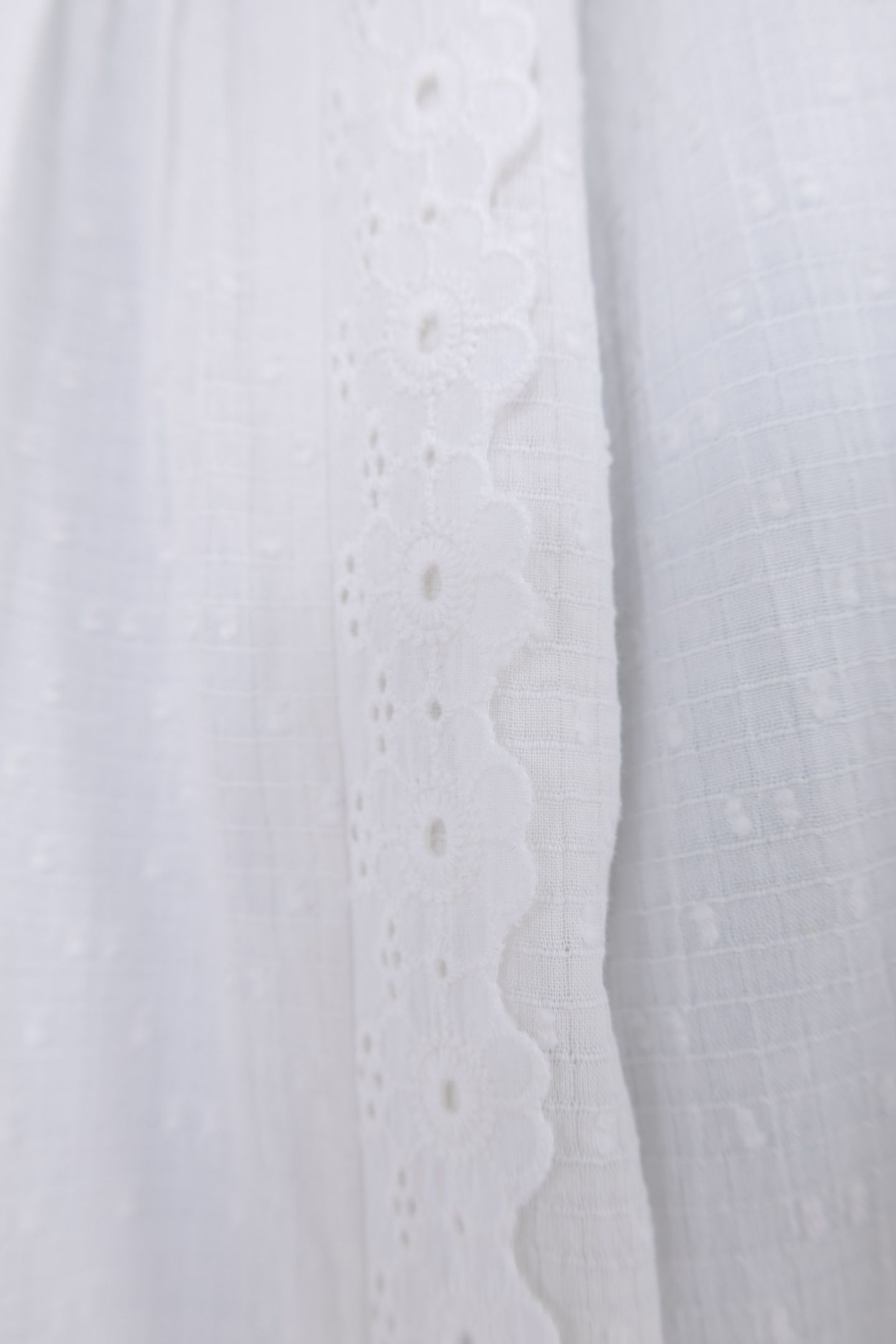 WHITE SHIRT, EYELET EMBROIDERY & PLEATED PANEL OFF-WHITE 7