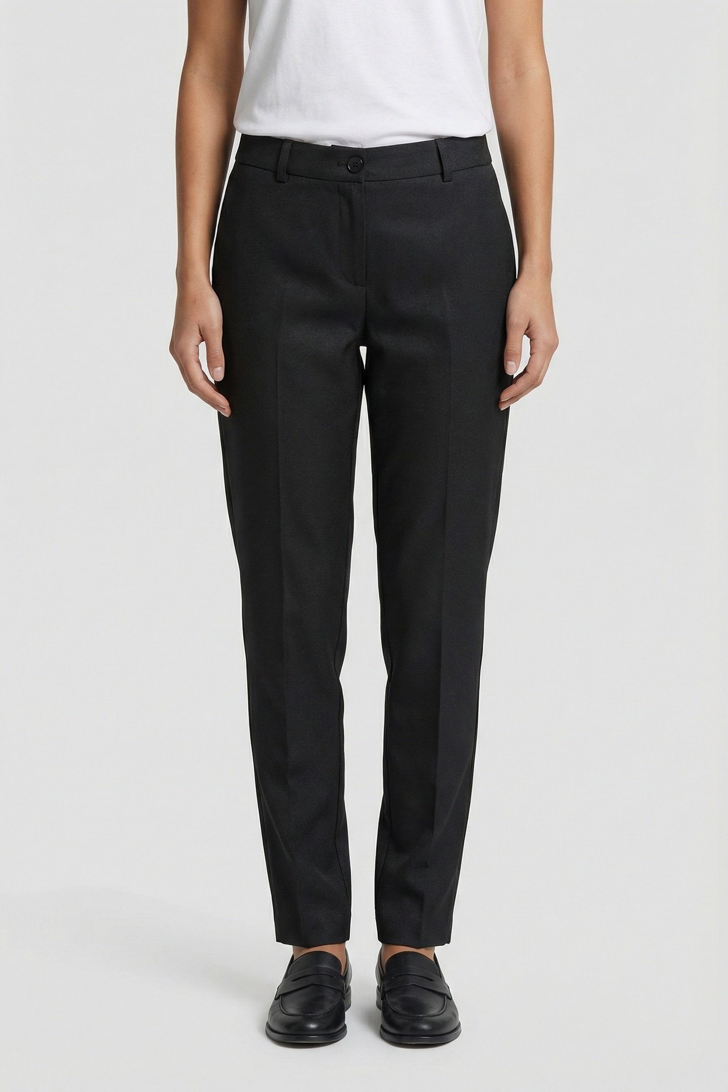 PAN - BLACK COATED CIGARETTE PANTS HIGH WAIST 7/8 1