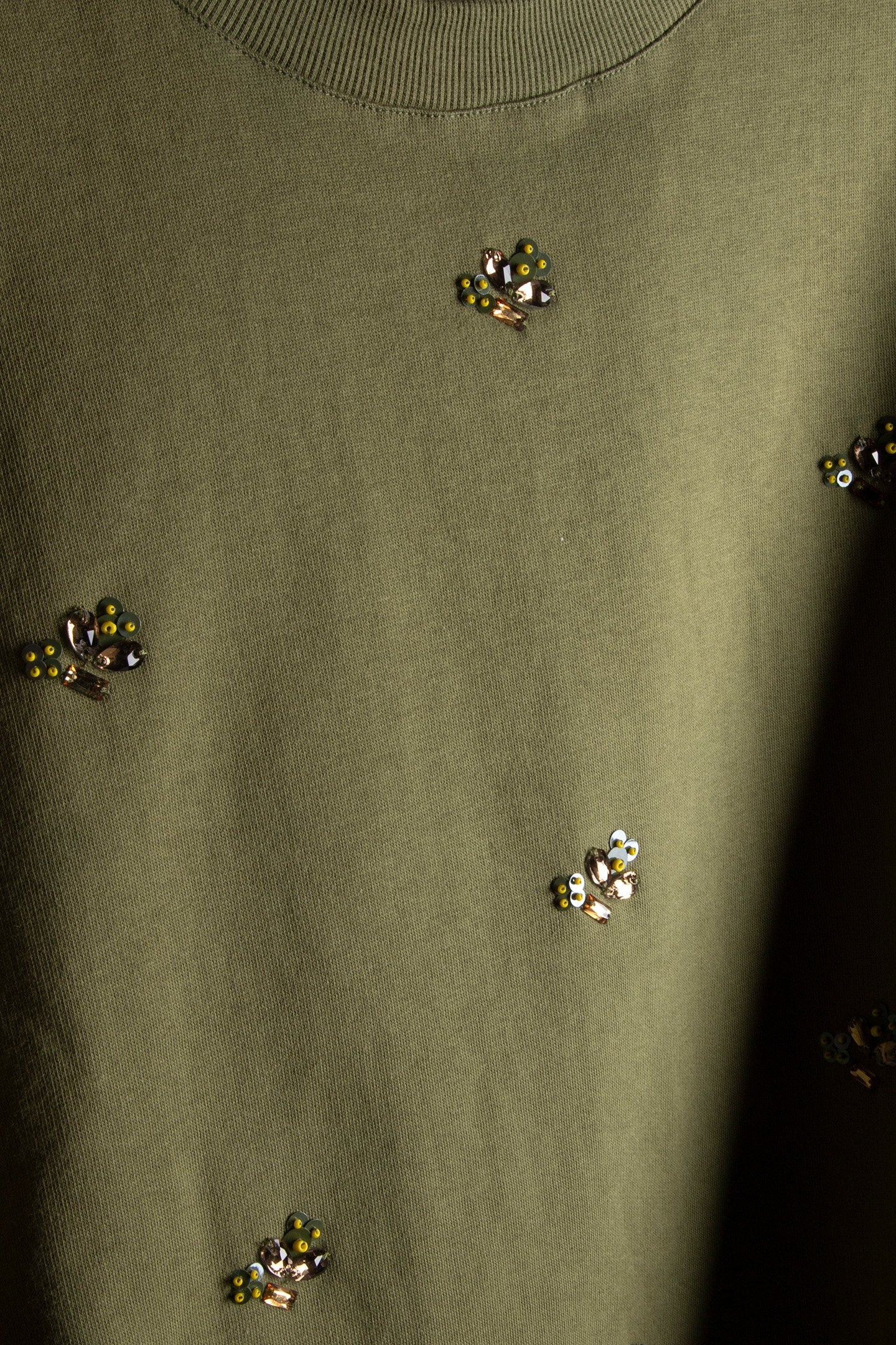 3/4 SLEEVE EMBELLISHED SWEATSHIRT COMBAT GREEN 4