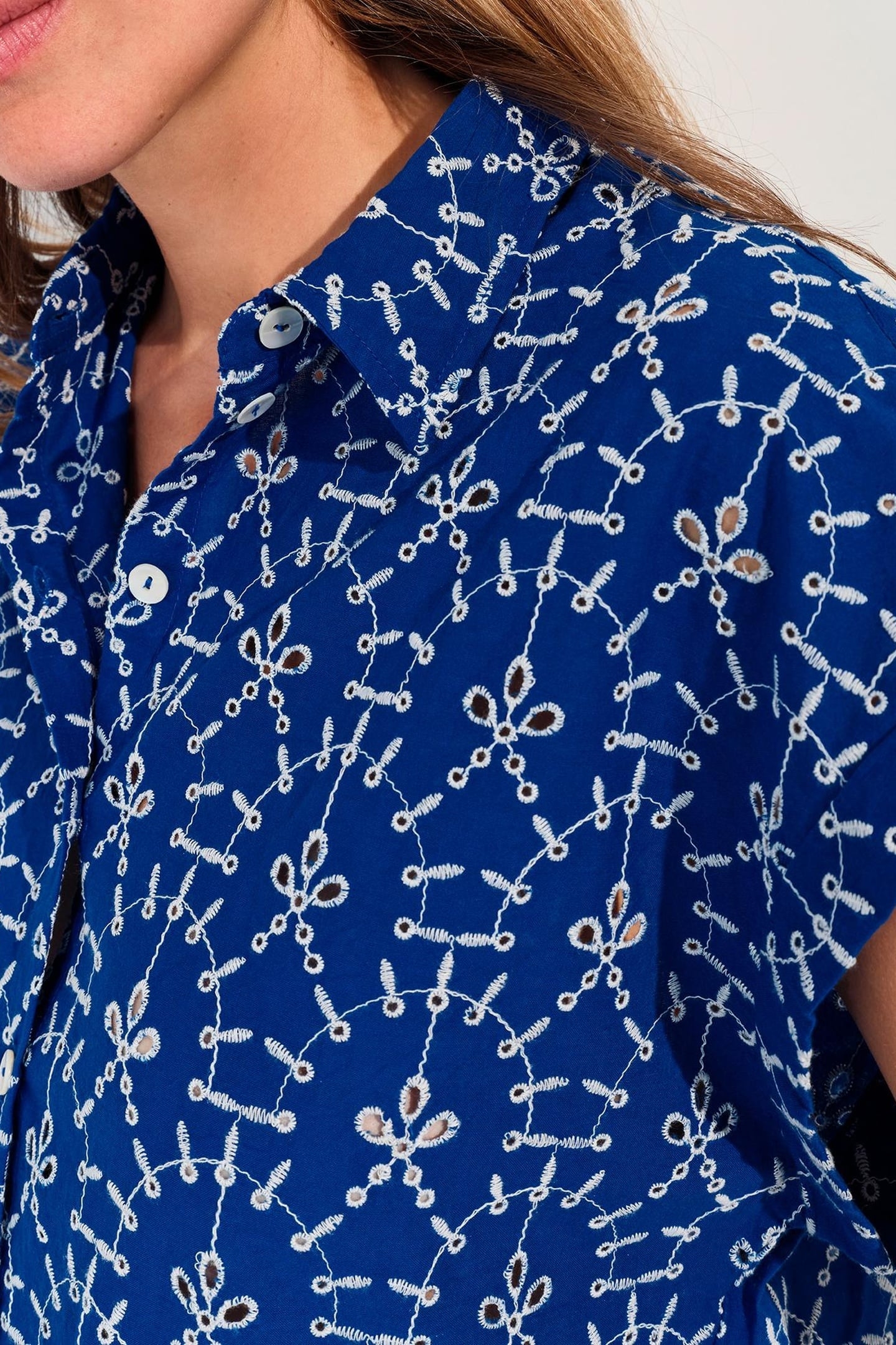 CORNELIA - BLUE SHIRT WITH ALL-OVER EMBROIDERY 8