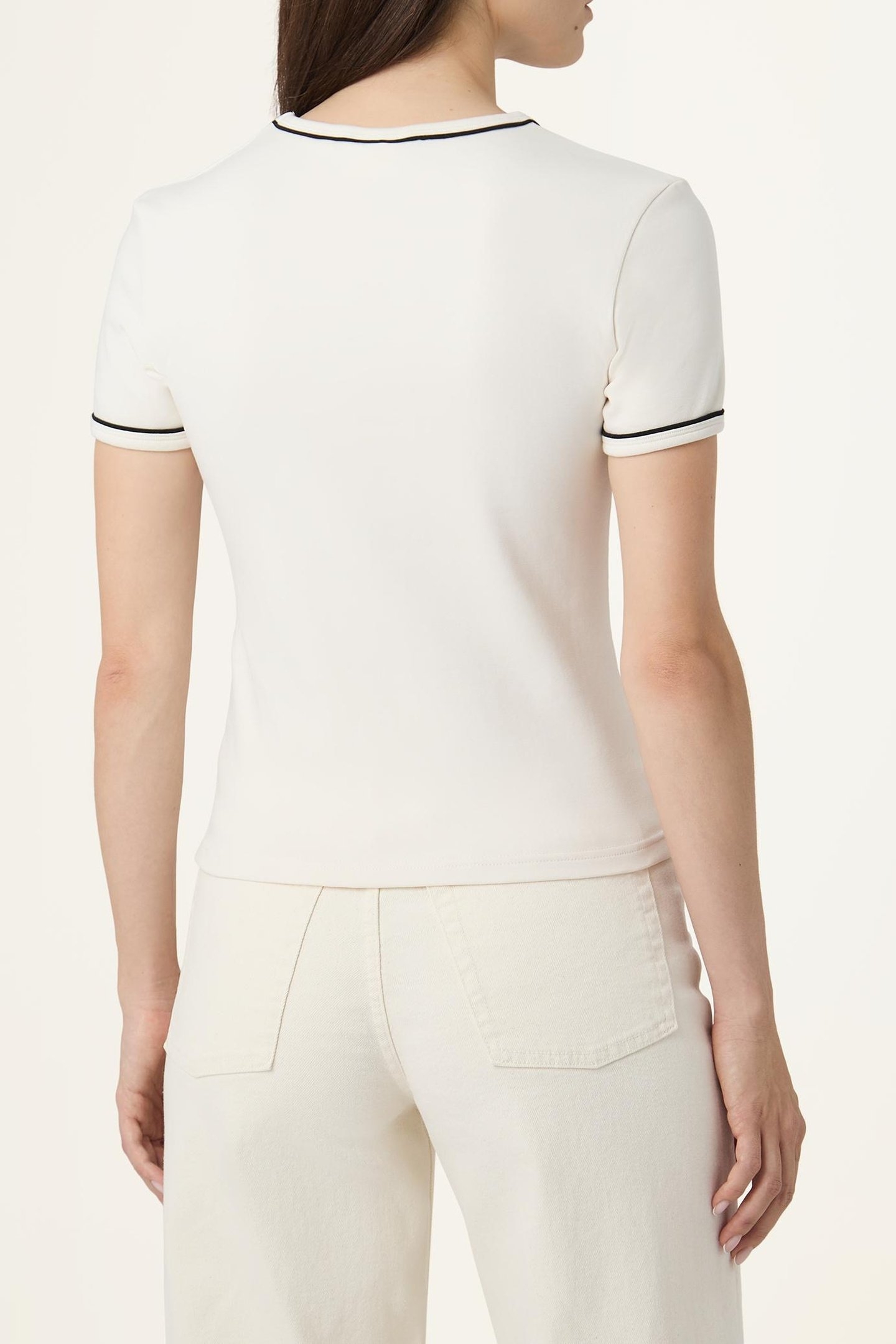 PORTELLO SLIM V-NECK T-SHIRT EGRET 3