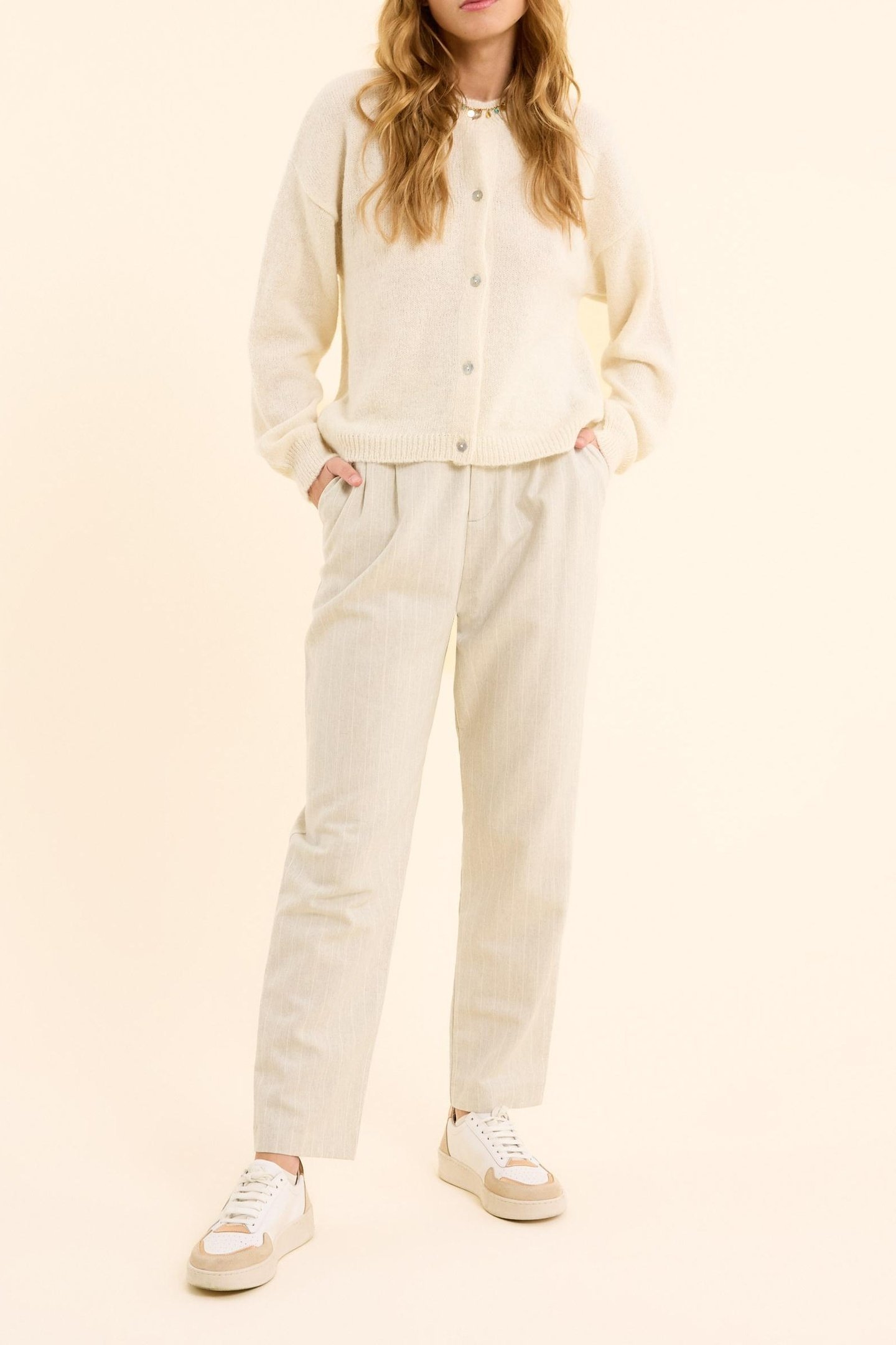 ECRU KNIT CARDIGAN WITH PALM TREES ON BACK OFF-WHITE 2