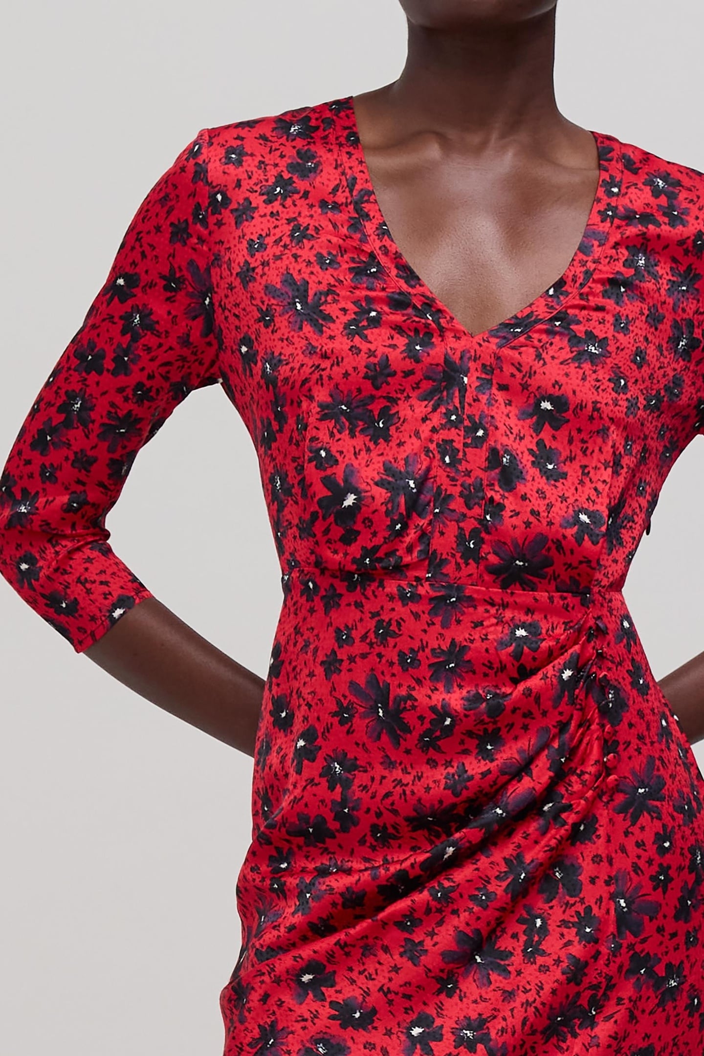 RED FLORAL PRINT MIDI DRESS 5