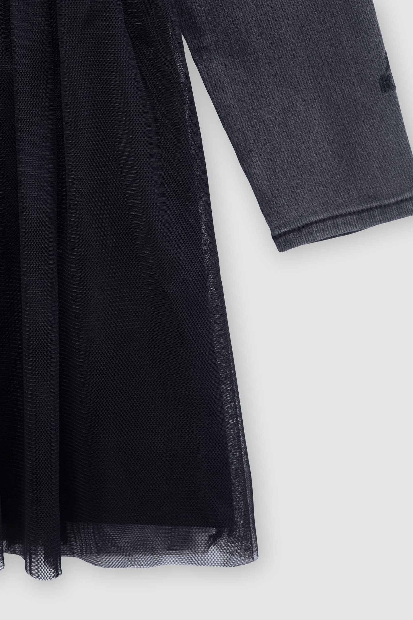 GIRL'S GRAY TWO-MATERIAL TULLE UNDERSKIRT DRESS 4