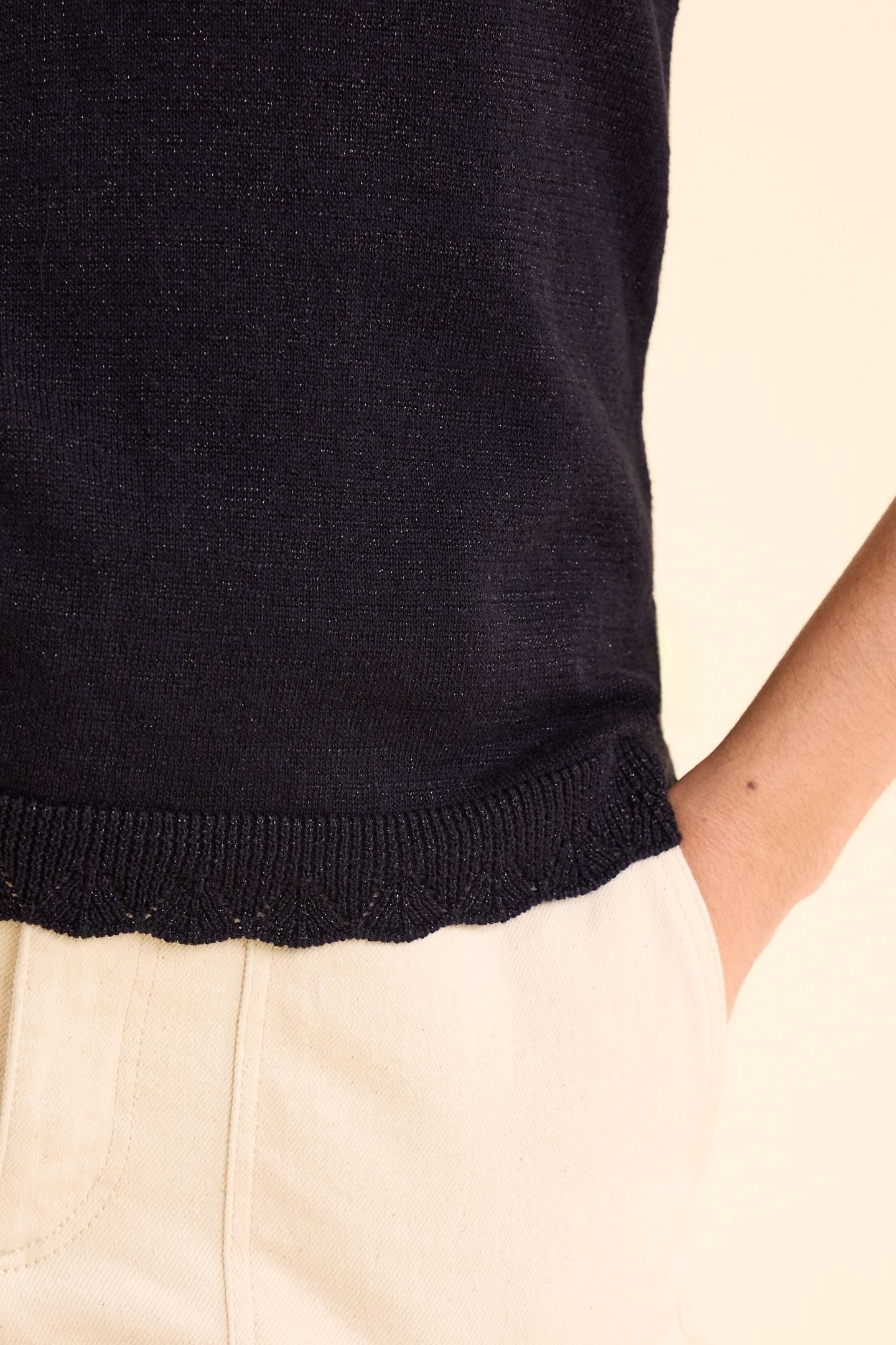 BLACK GLITTERY KNIT STRAPPY TOP BLACK 6