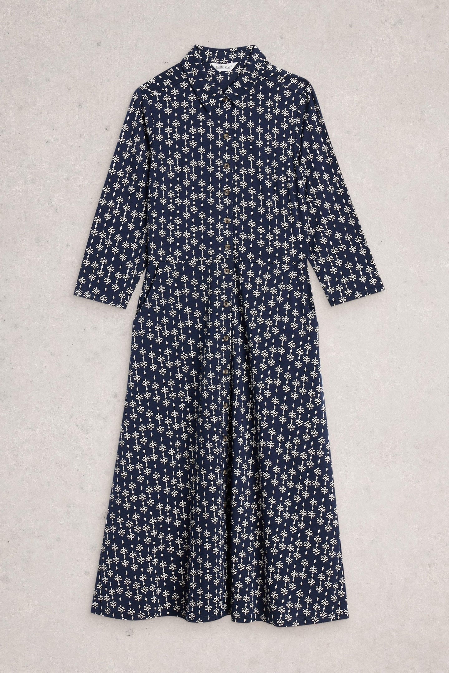 RUA JERSEY SHIRT DRESS NAVY PRINT 4