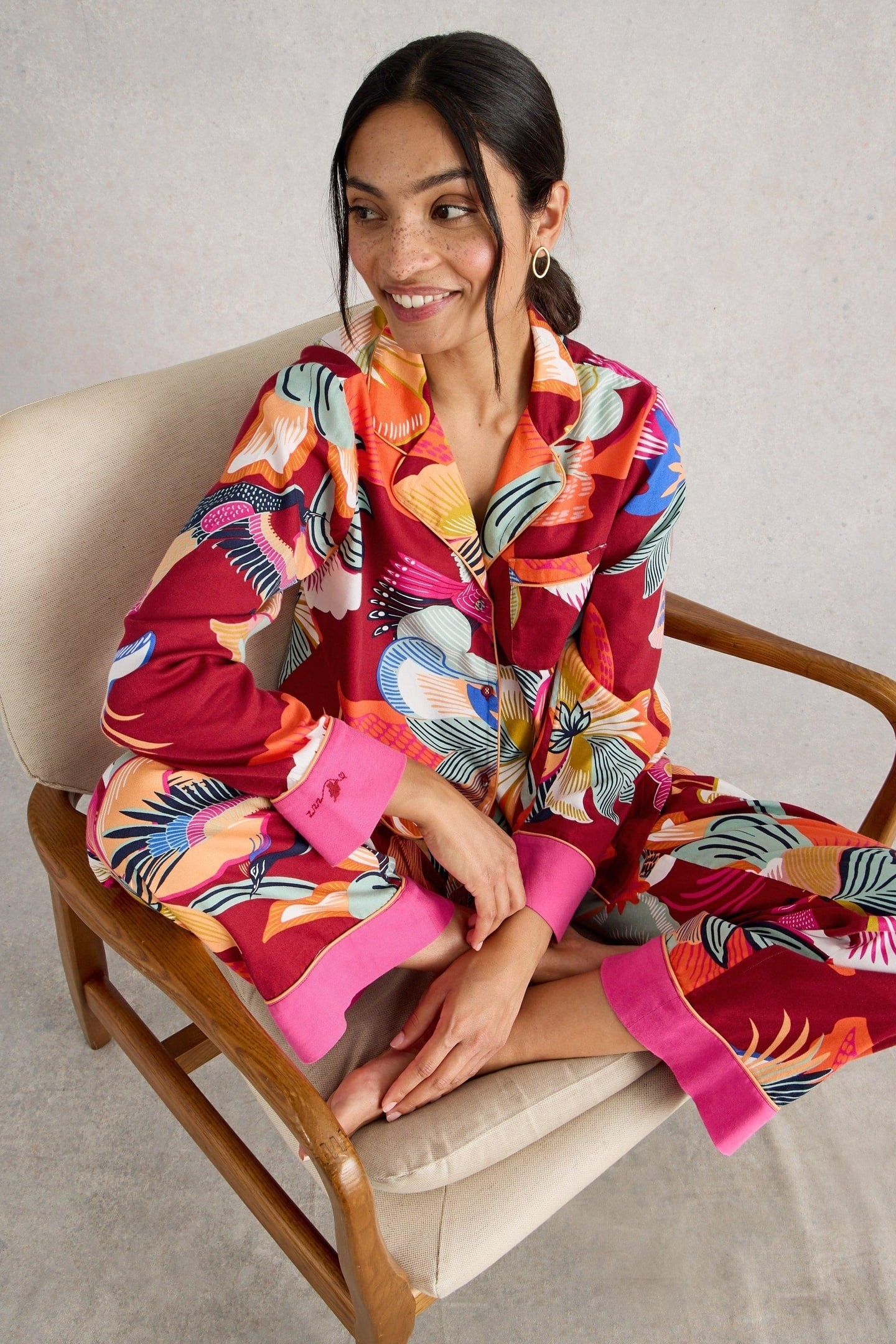 NINA ORGANIC PJ SHIRT RED MULTI 5