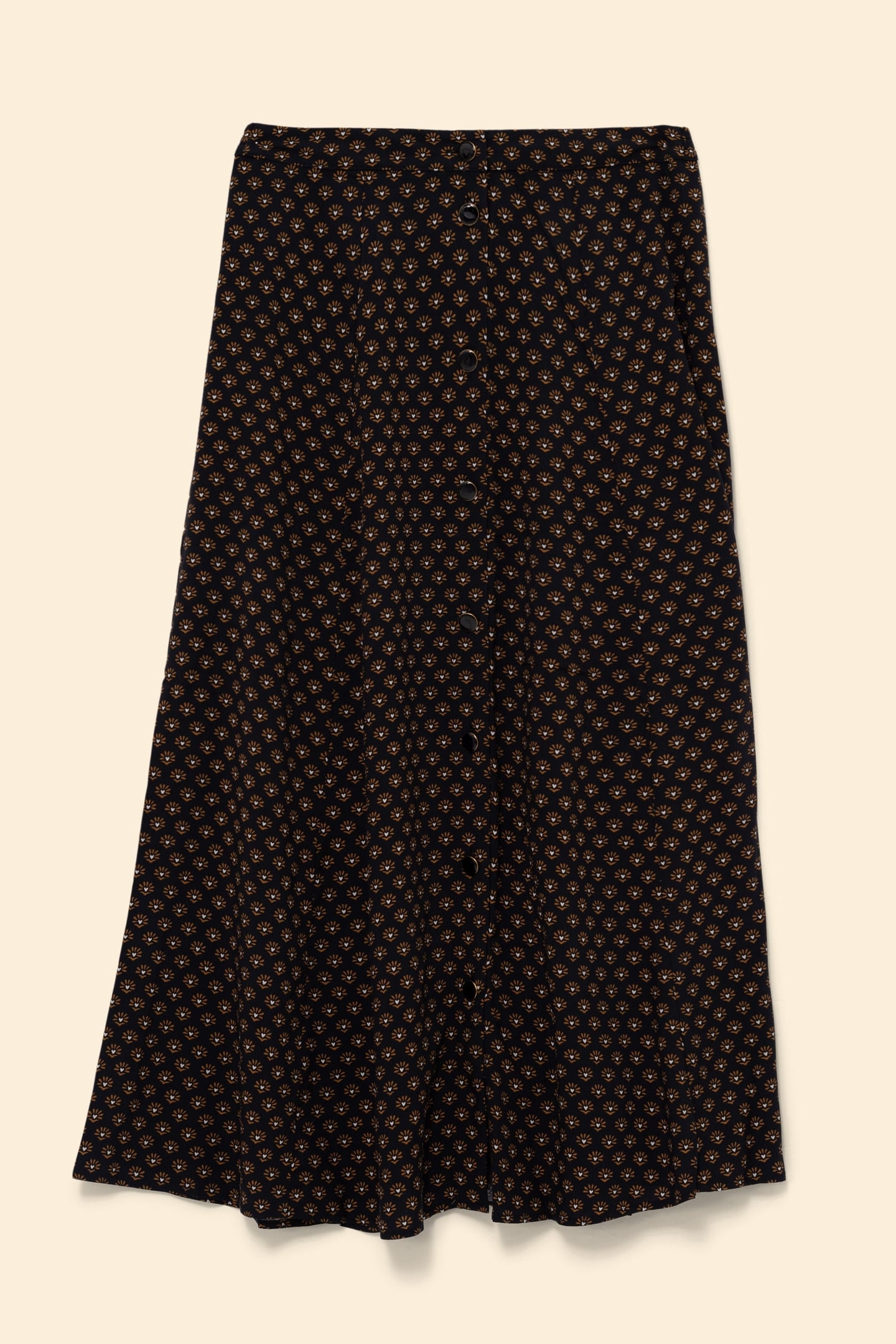 BLACK FLORAL PRINT MIDI SKIRT BLACK 5