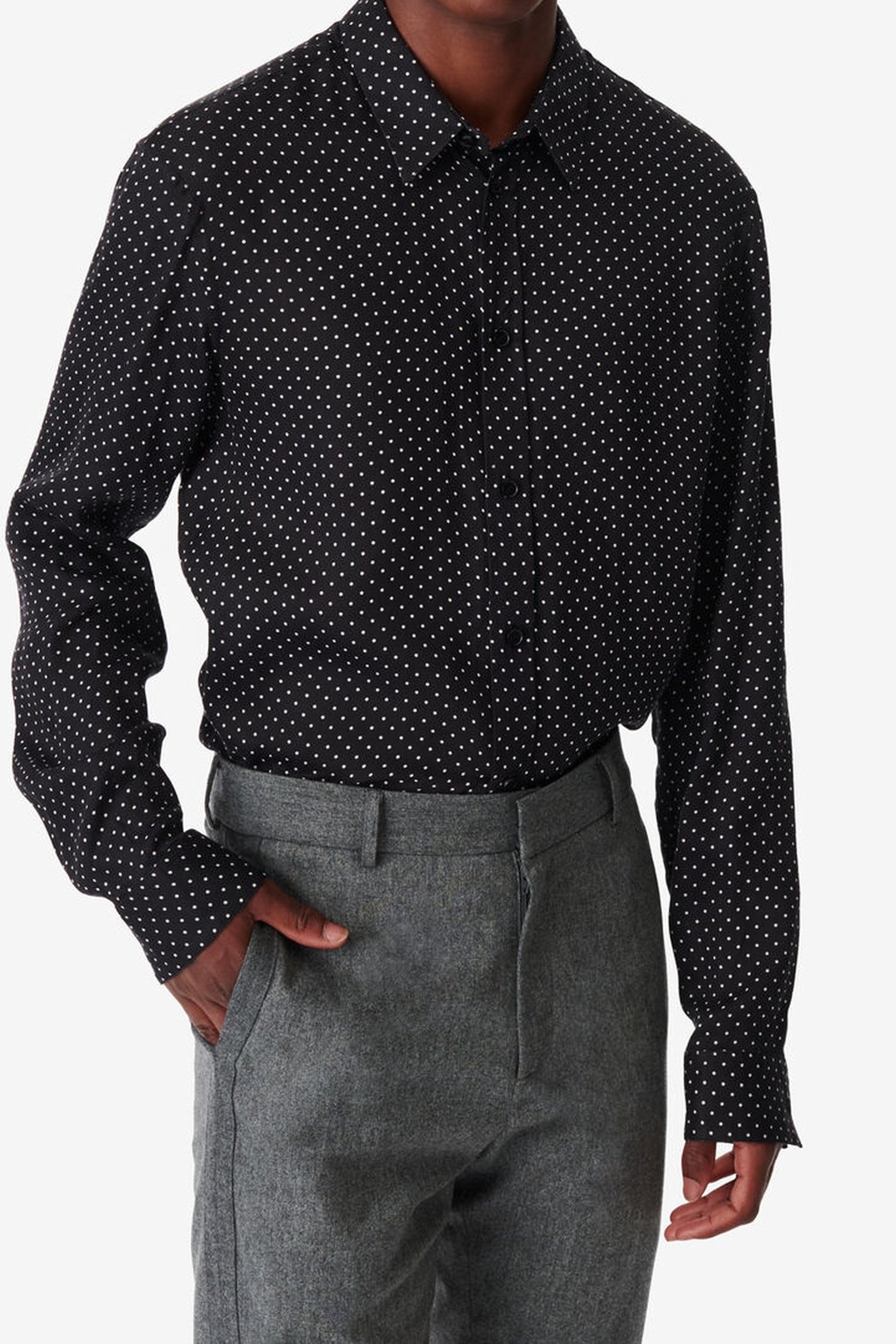 LOMMI SHIRT BLACK/OFFWHITE SMALL DOTS 1