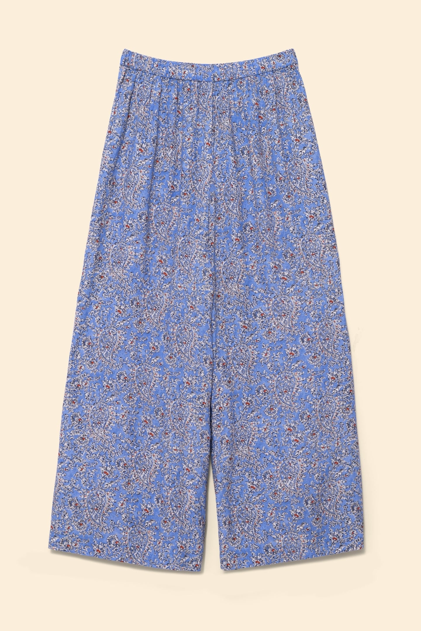 BLUE WIDE-LEG TROUSERS, PAISLEY FLORAL PRINT BLUE CERULEUM 4