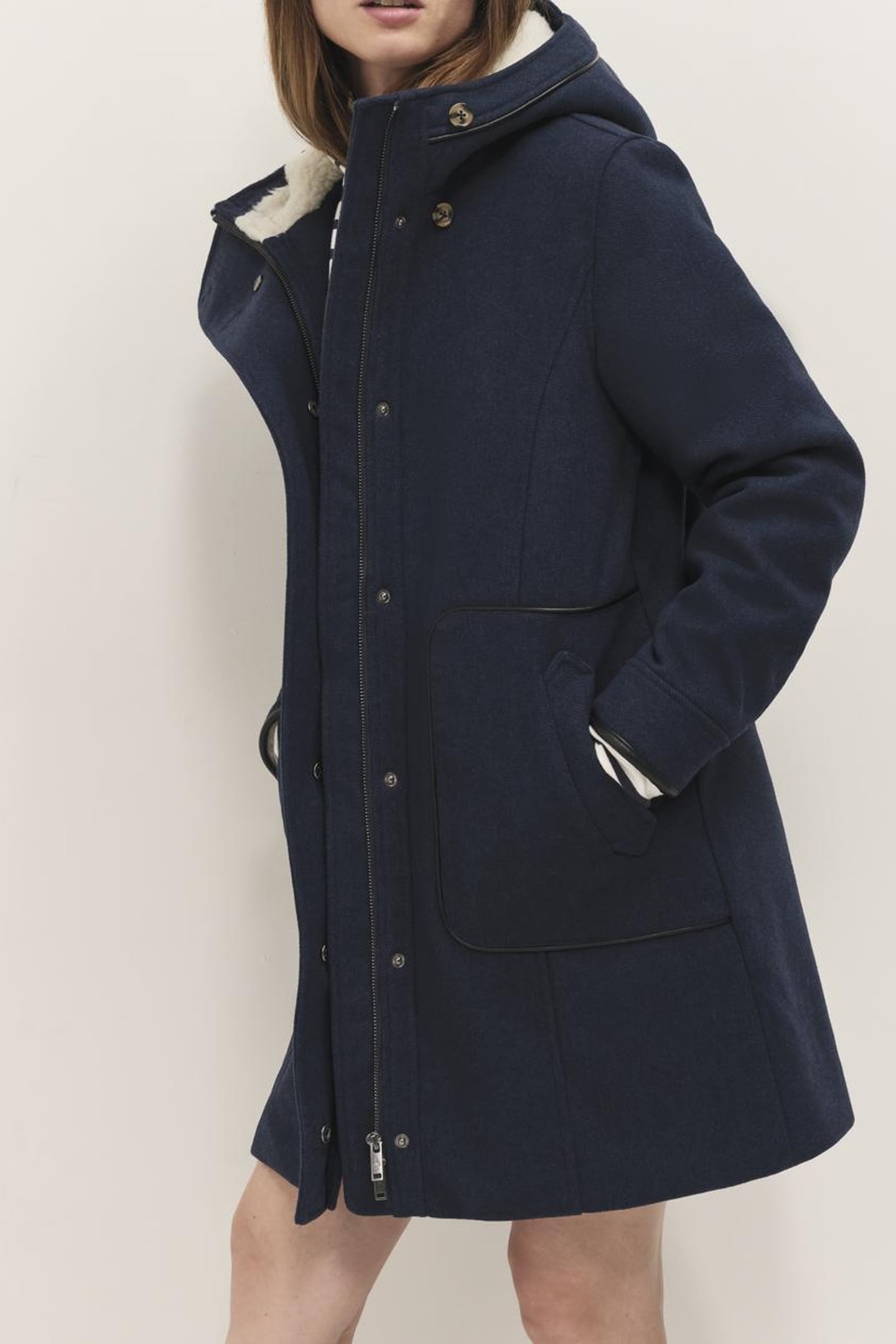 DENVER - NAVY DUFFLE COAT WITH FUR COLLAR 1