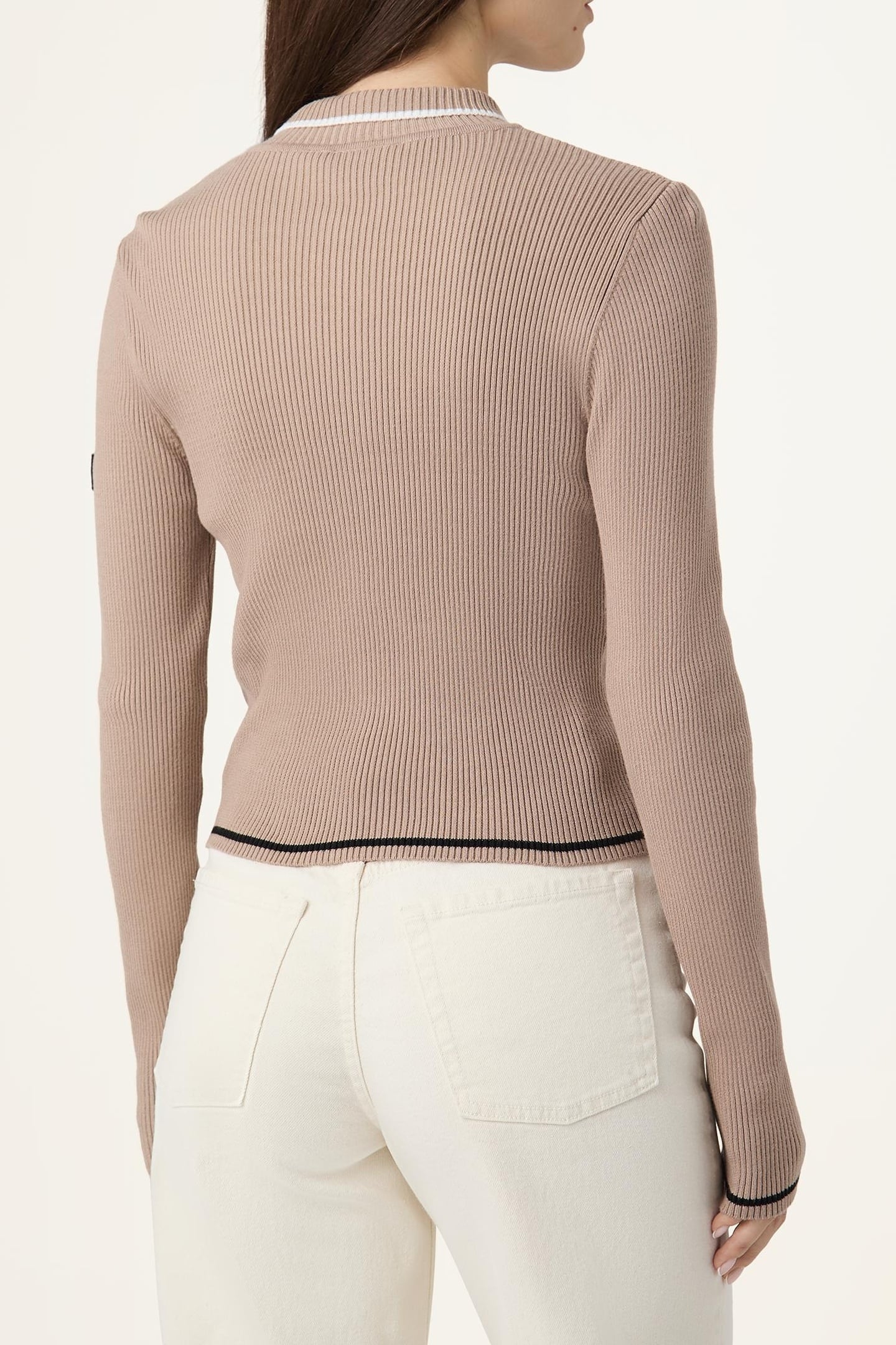 SIMONTE SLIM FULL-ZIP KNIT CARDIGAN TAUPE GRAY 3