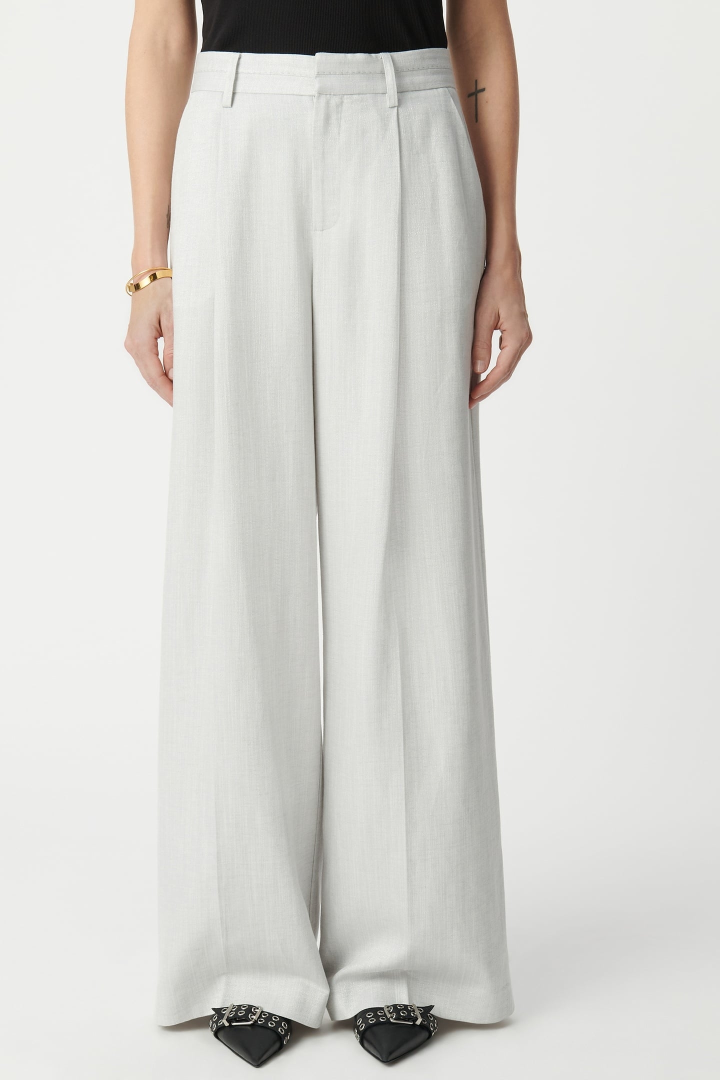 WIDE-LEG GRAY SEQUINED SUIT PANTS 2