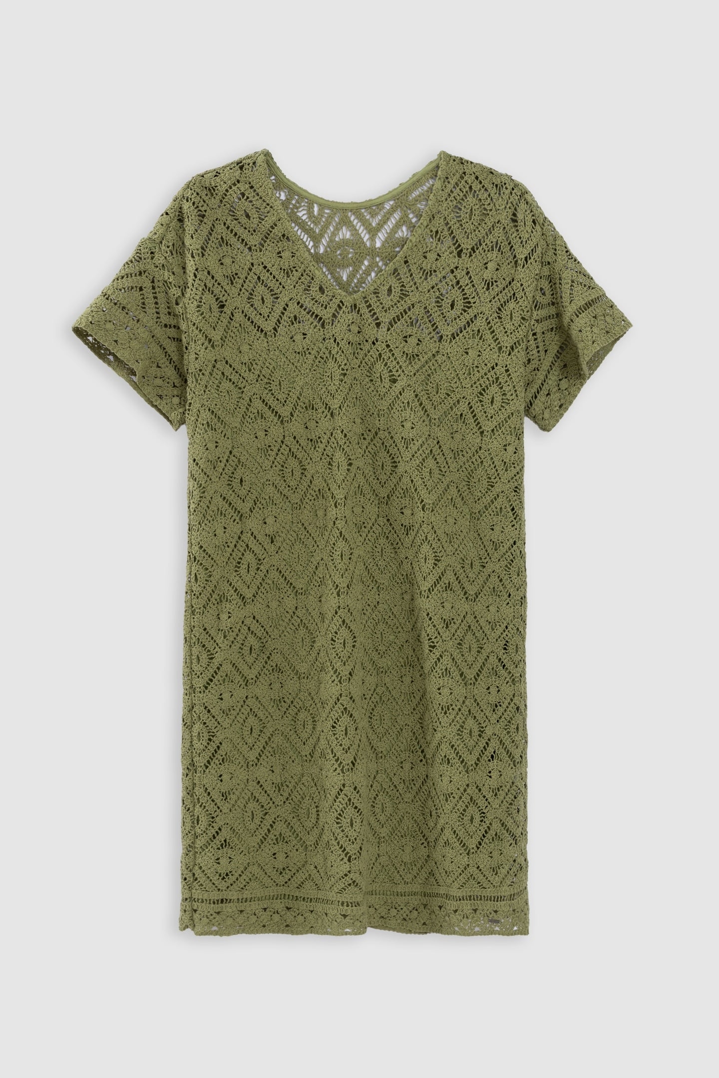 GREEN DRESS ORGANIC COTTON CROCHET LACE 5