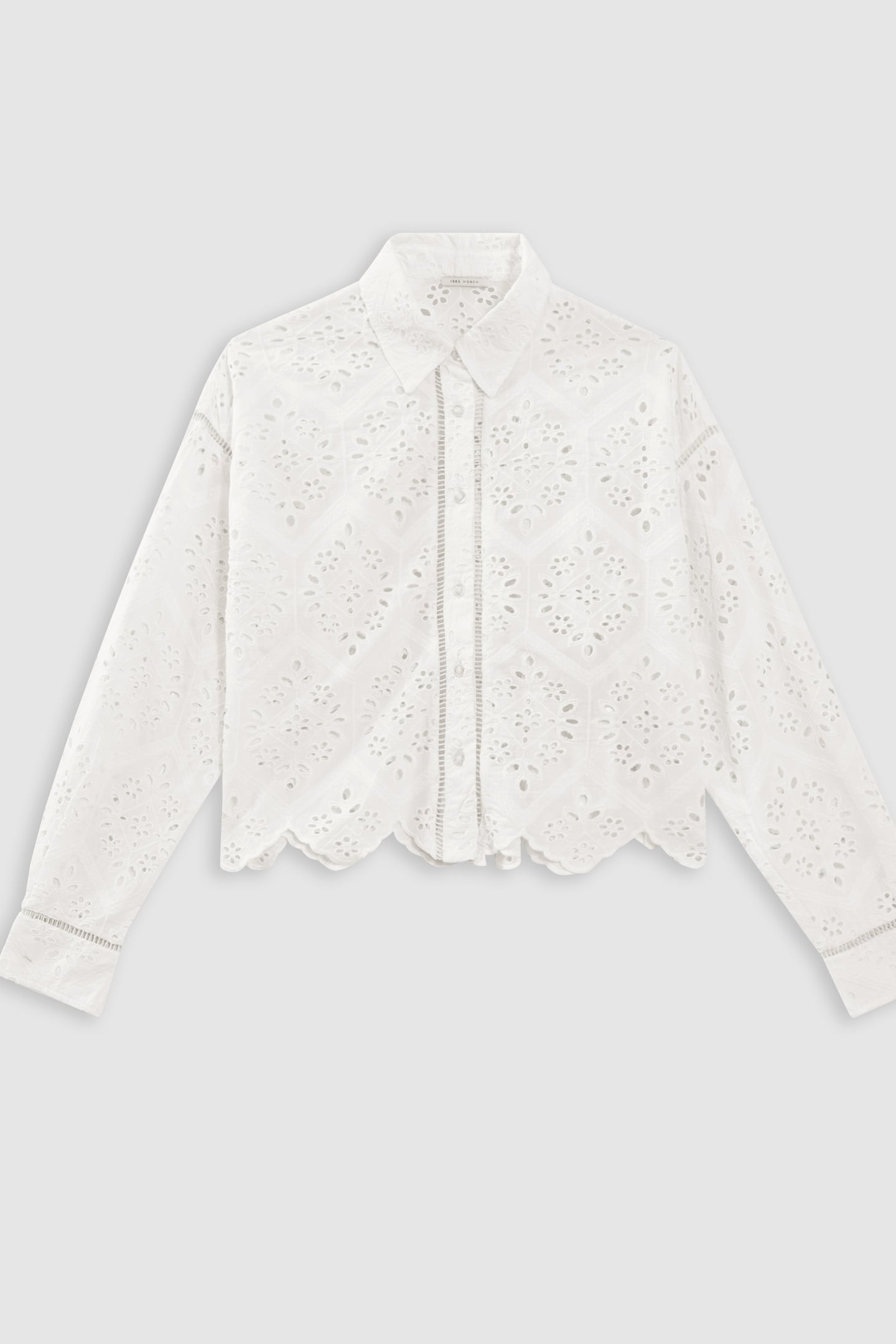 WHITE ORGANIC COTTON SHIRT, BRODERIE ANGLAISE 4