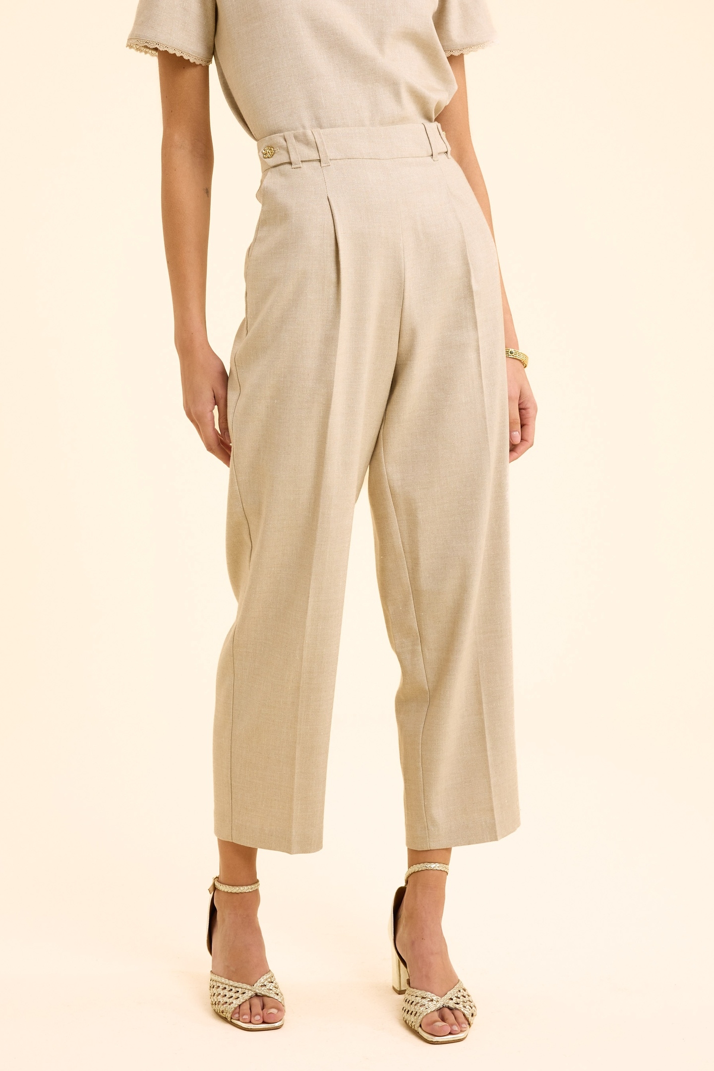 GOLD BEIGE SUIT TROUSERS ECRU 2