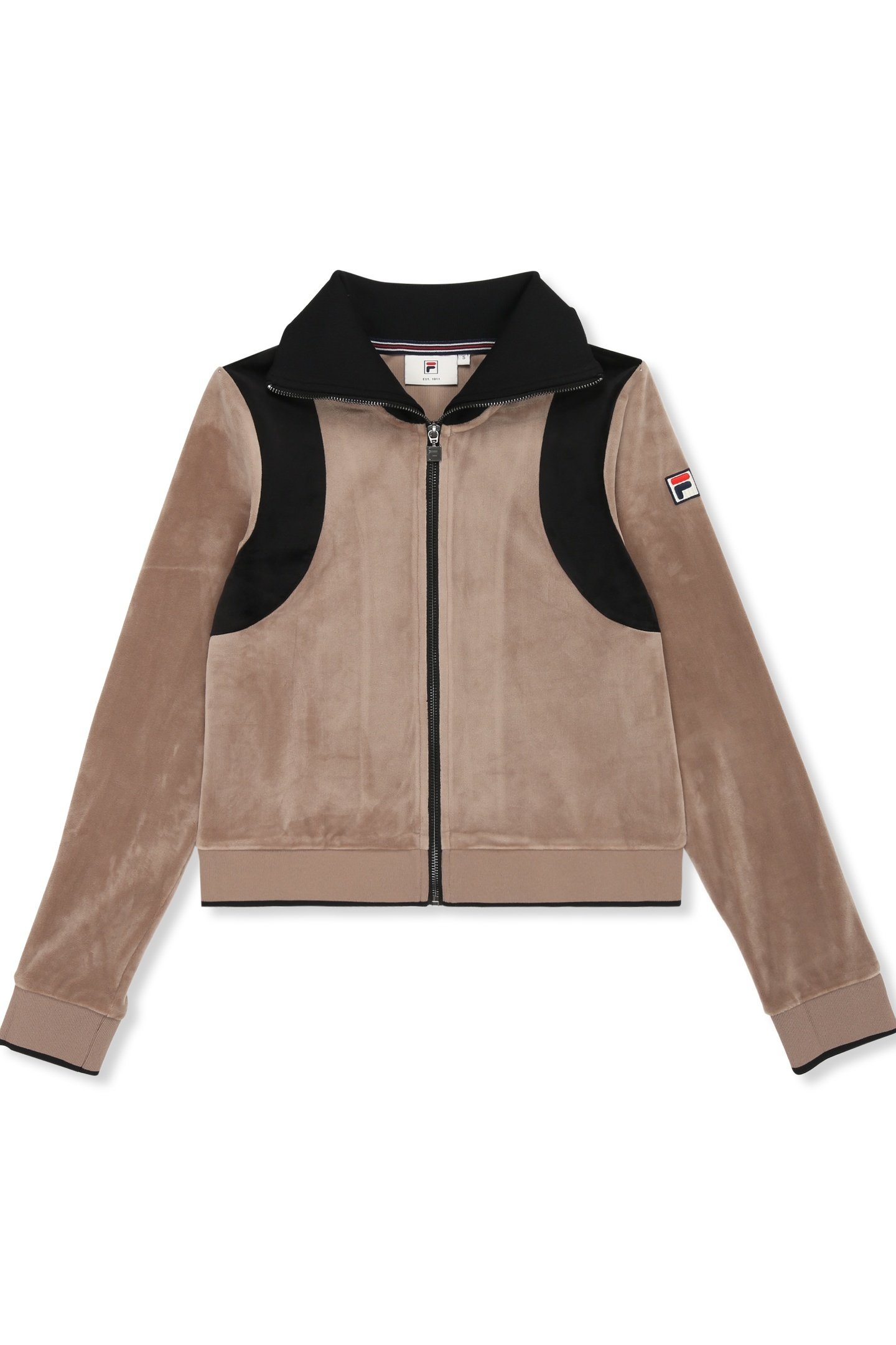 ADRIANO SLIM VELOUR TRACK JACKET TAUPE GRAY-BLACK 5
