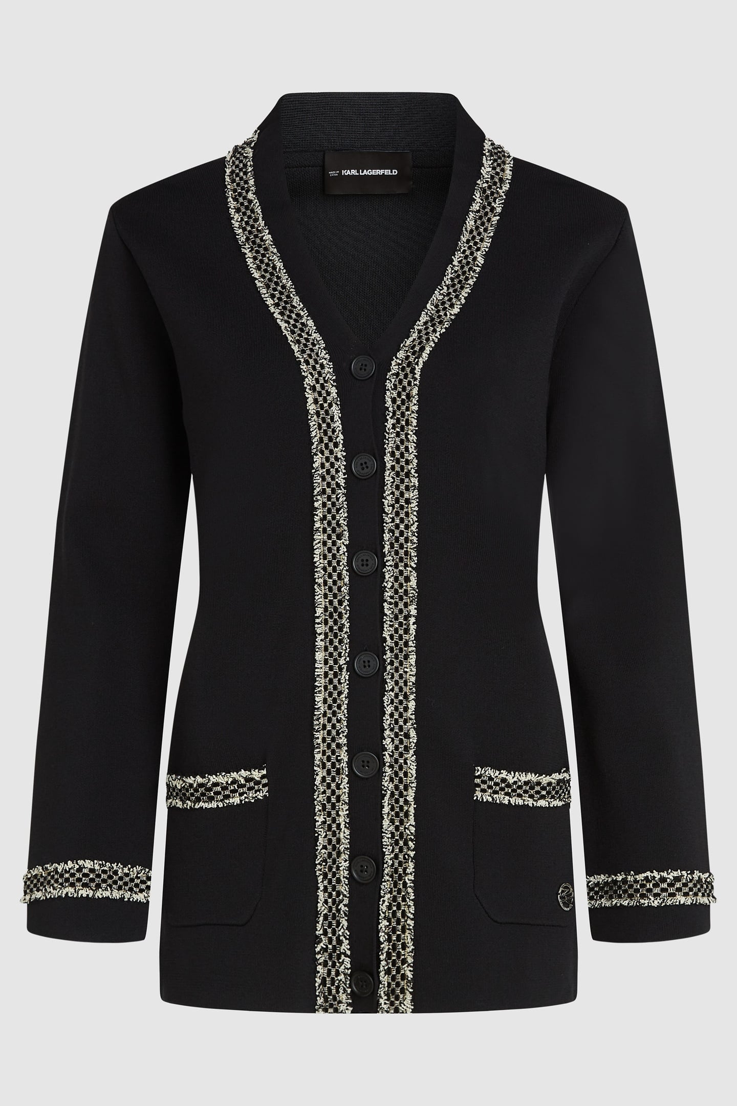 BLACK BOUCLE DETAIL CARDIGAN 4