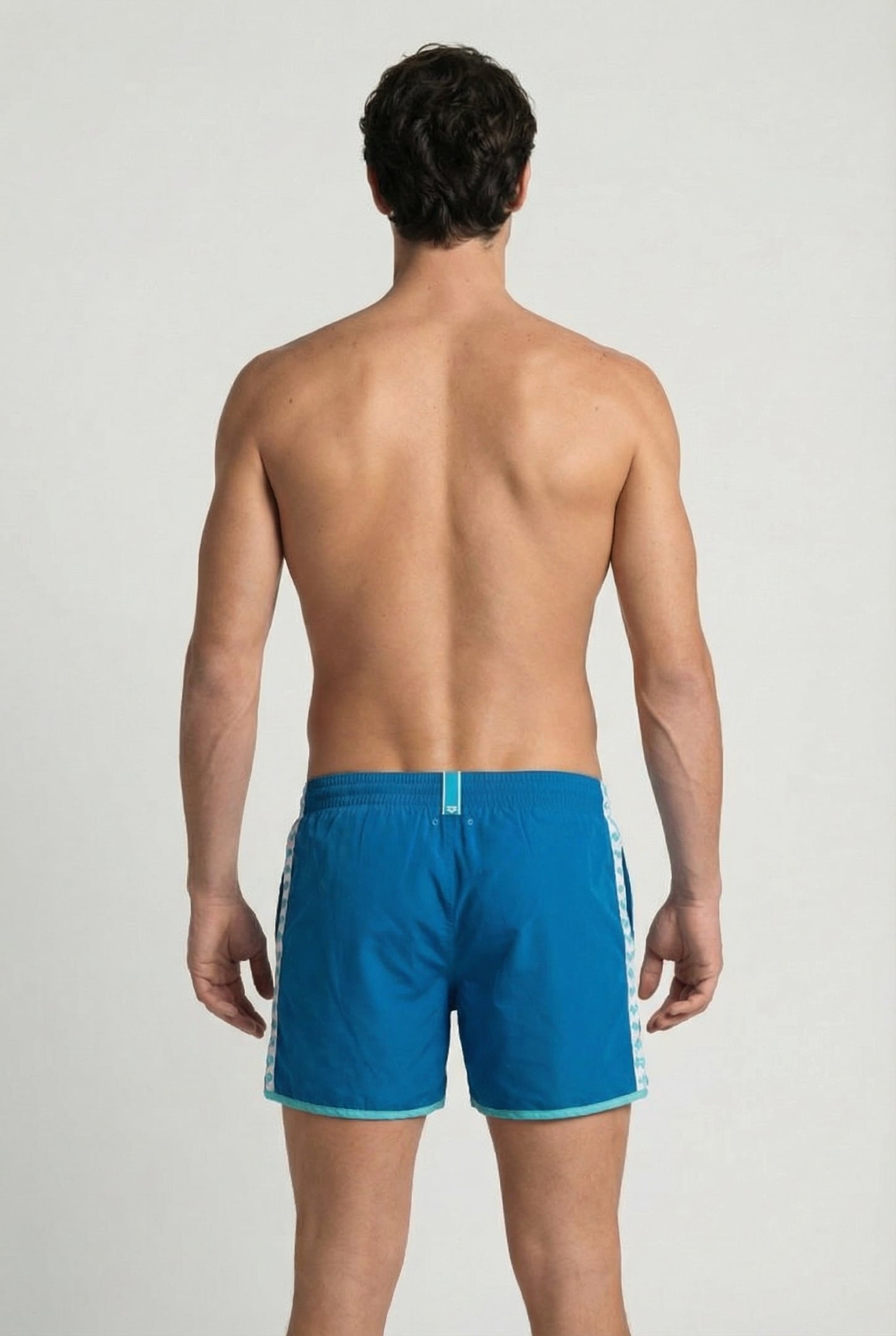 MEN'S ARENA TEAM STRIPE BEACH SHORT BLUE COSMO-WATER-WHITE 2