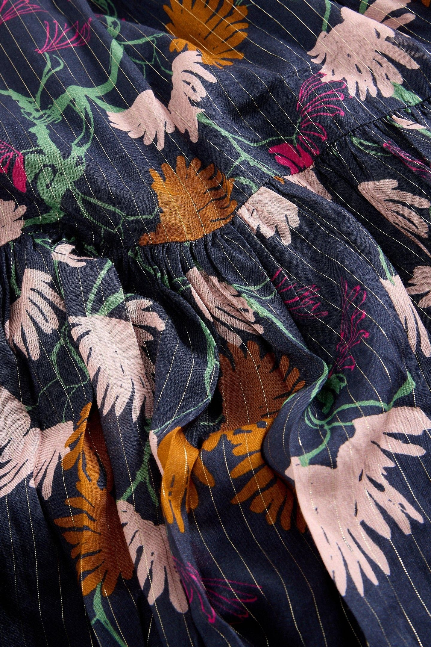 YUKI METALLIC MIDI DRESS NAVY MULTI 4