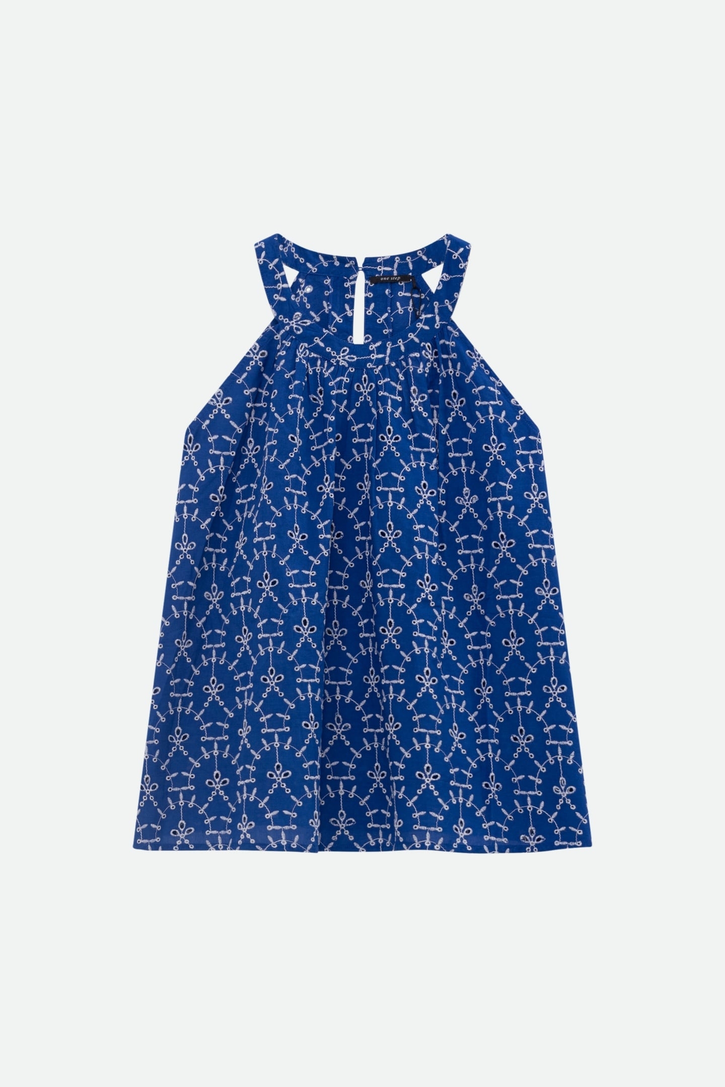 CORTES - BLUE SLEEVELESS TOP WITH ALL-OVER EMBROIDERY 7