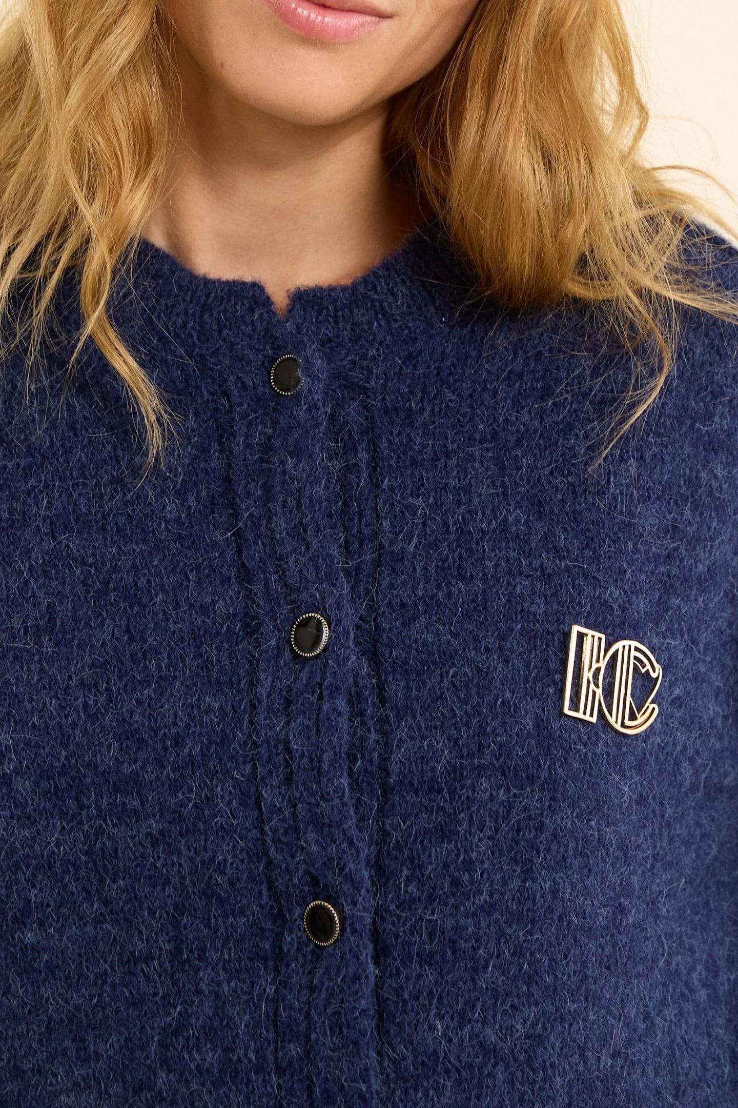 NAVY KNIT CARDIGAN WITH REMOVABLE BROOCH MARINE 6