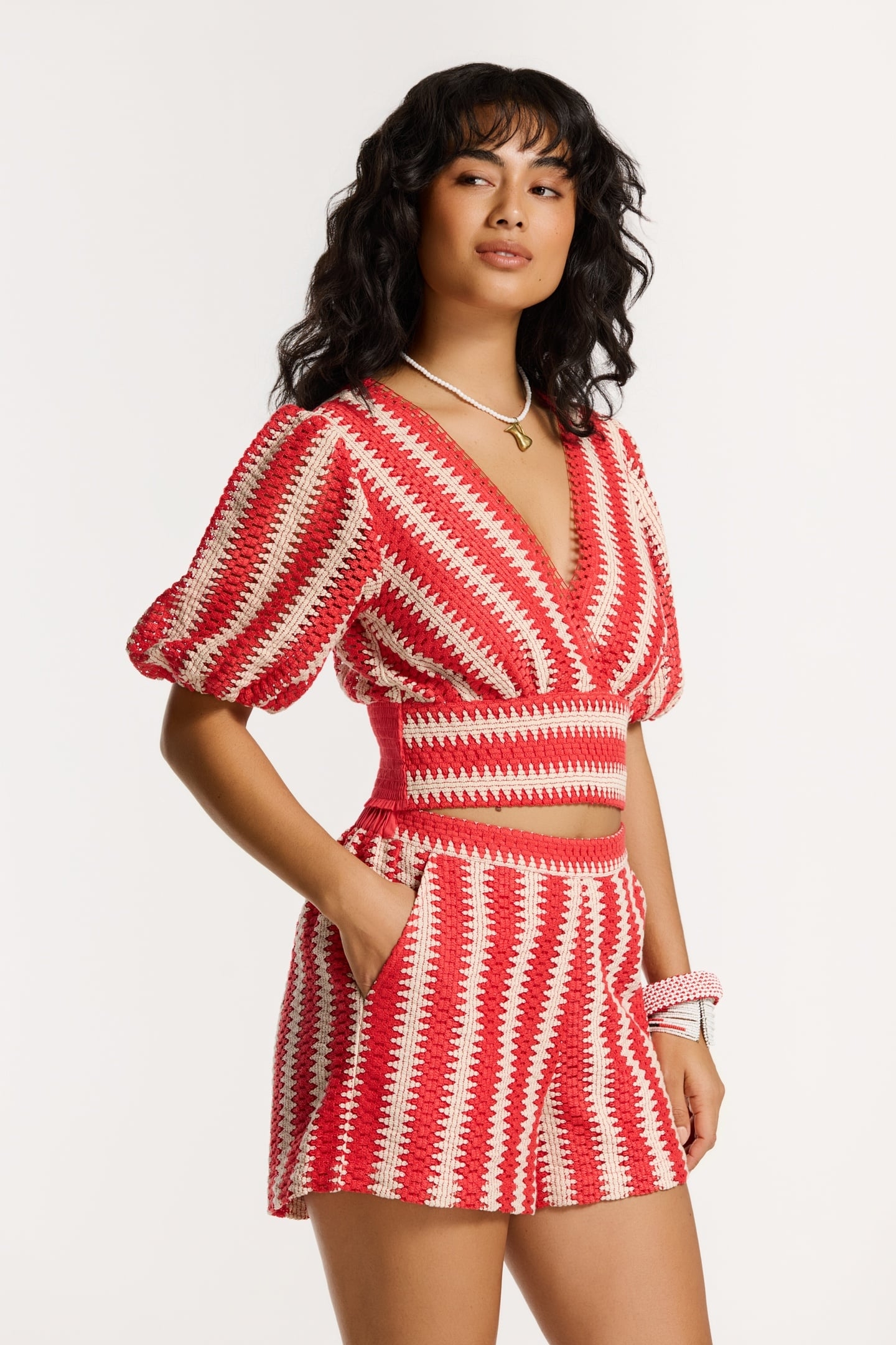 MAIA CROCHET SHORTS RED HIBISCUS CROCHET 4