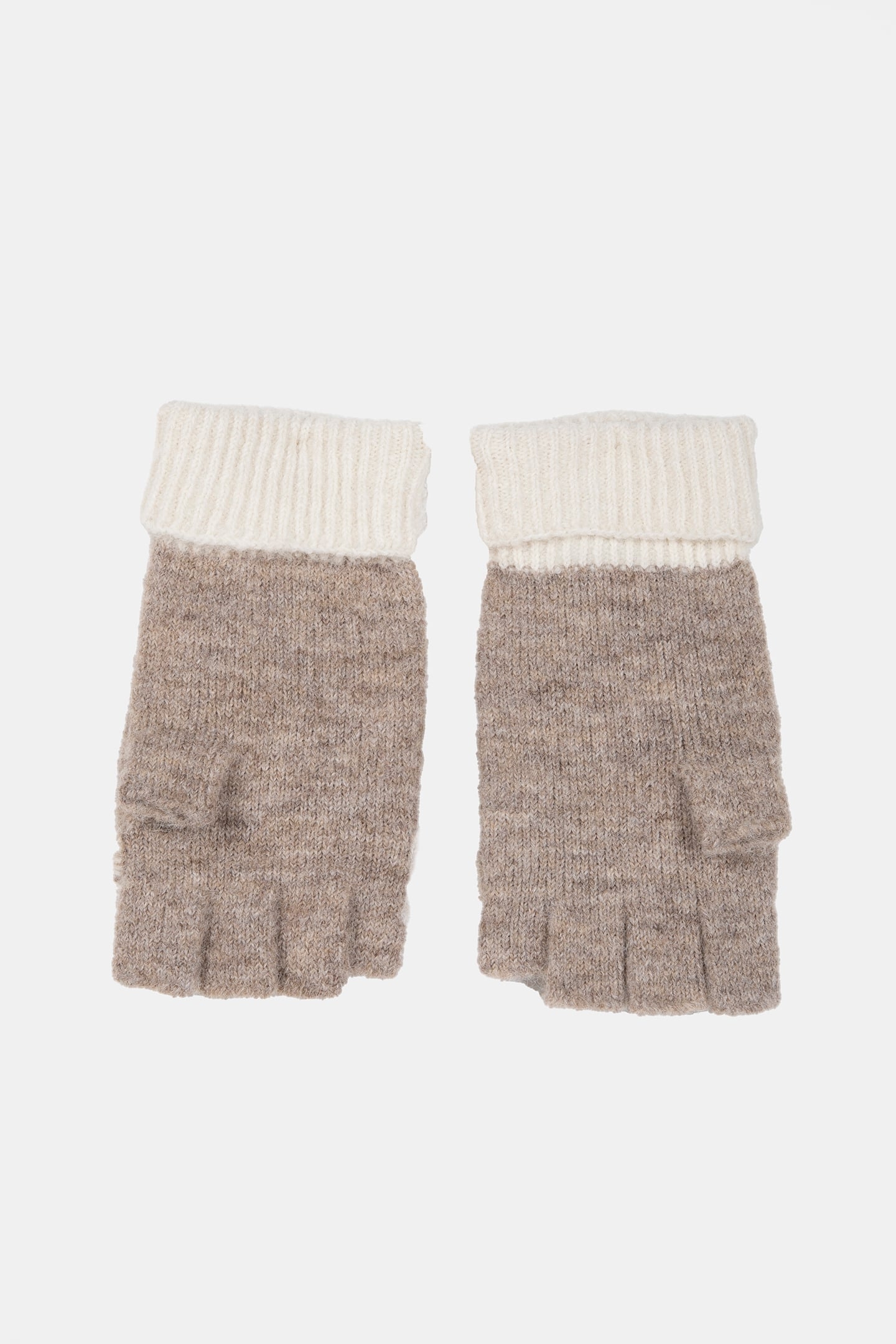 EMMA KNITTED FLIP MITT DARK NATURAL 2