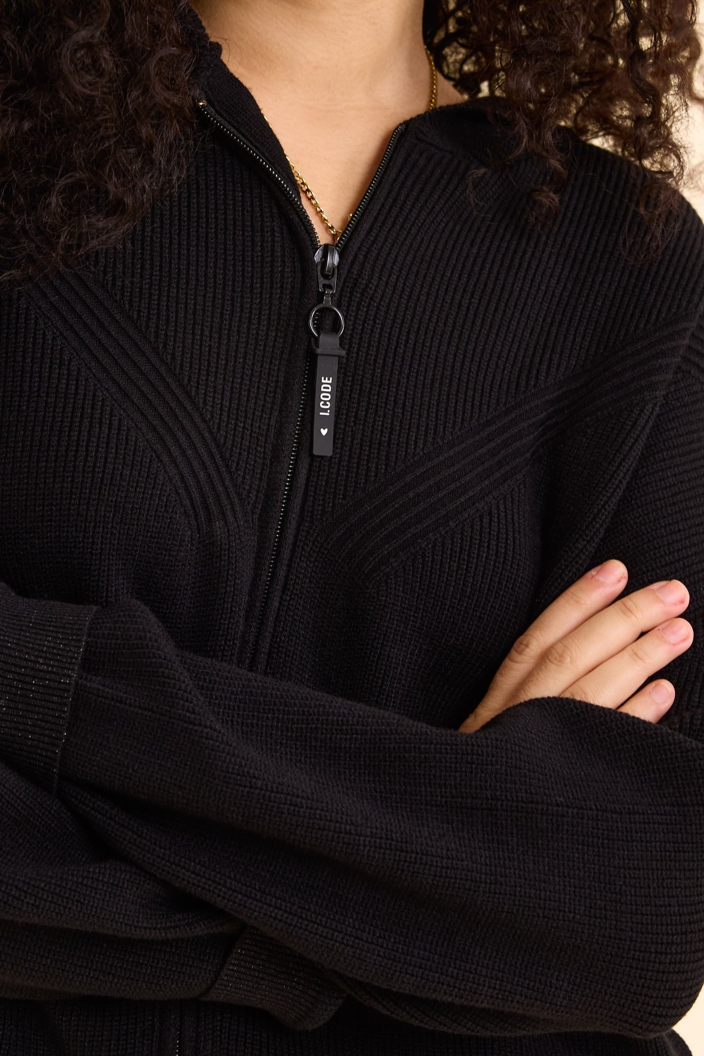 BLACK KNITTED HOODED CARDIGAN BLACK 8