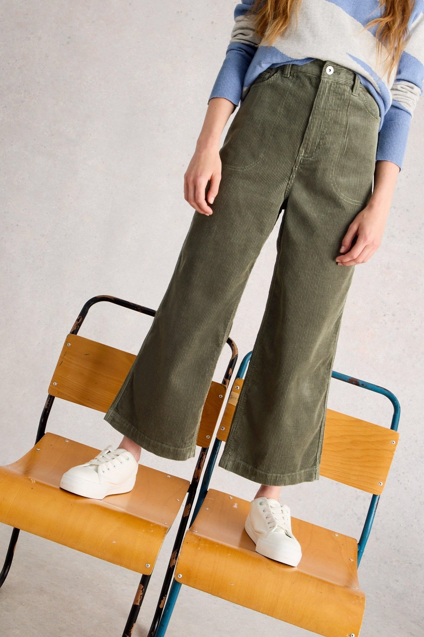 TIA CORD WIDE LEG CROP MID GREEN 2