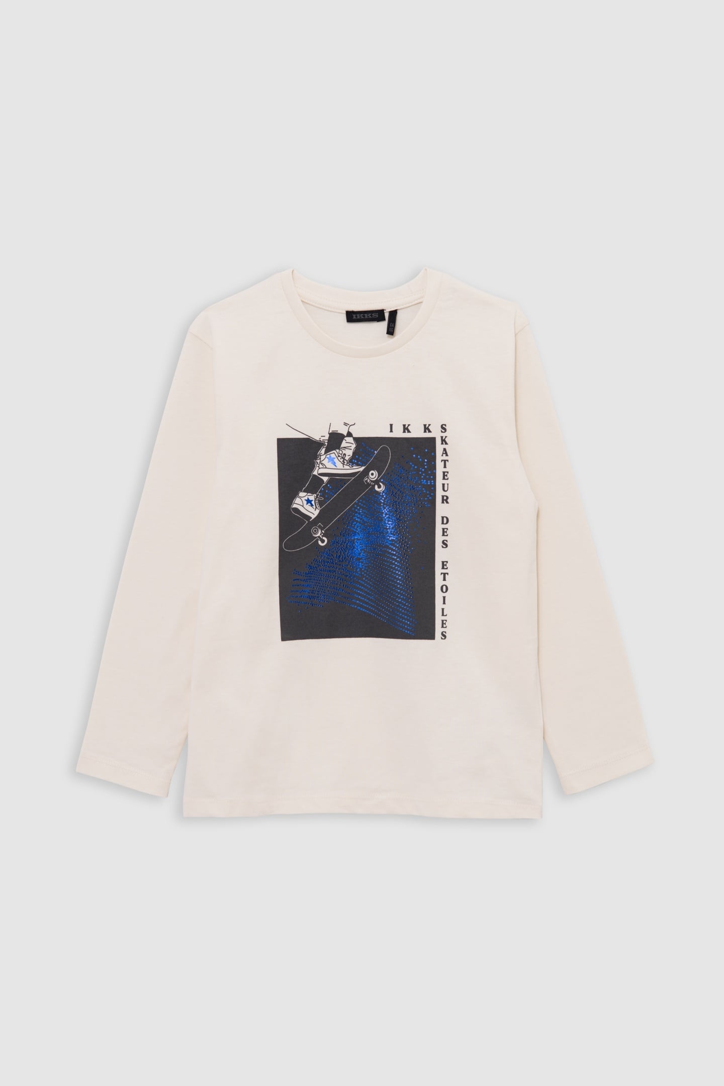 T-SHIRT ECRU ORGANIC COTTON VISUAL SKATER MILLAR BLUE BOY 1