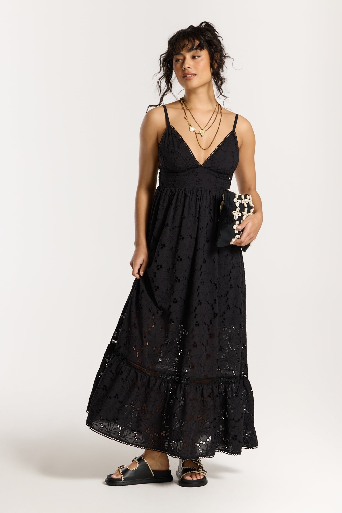 JASMIN DRESS FLOWER BRODERIE BLACK FLOWER BRODERIE 1