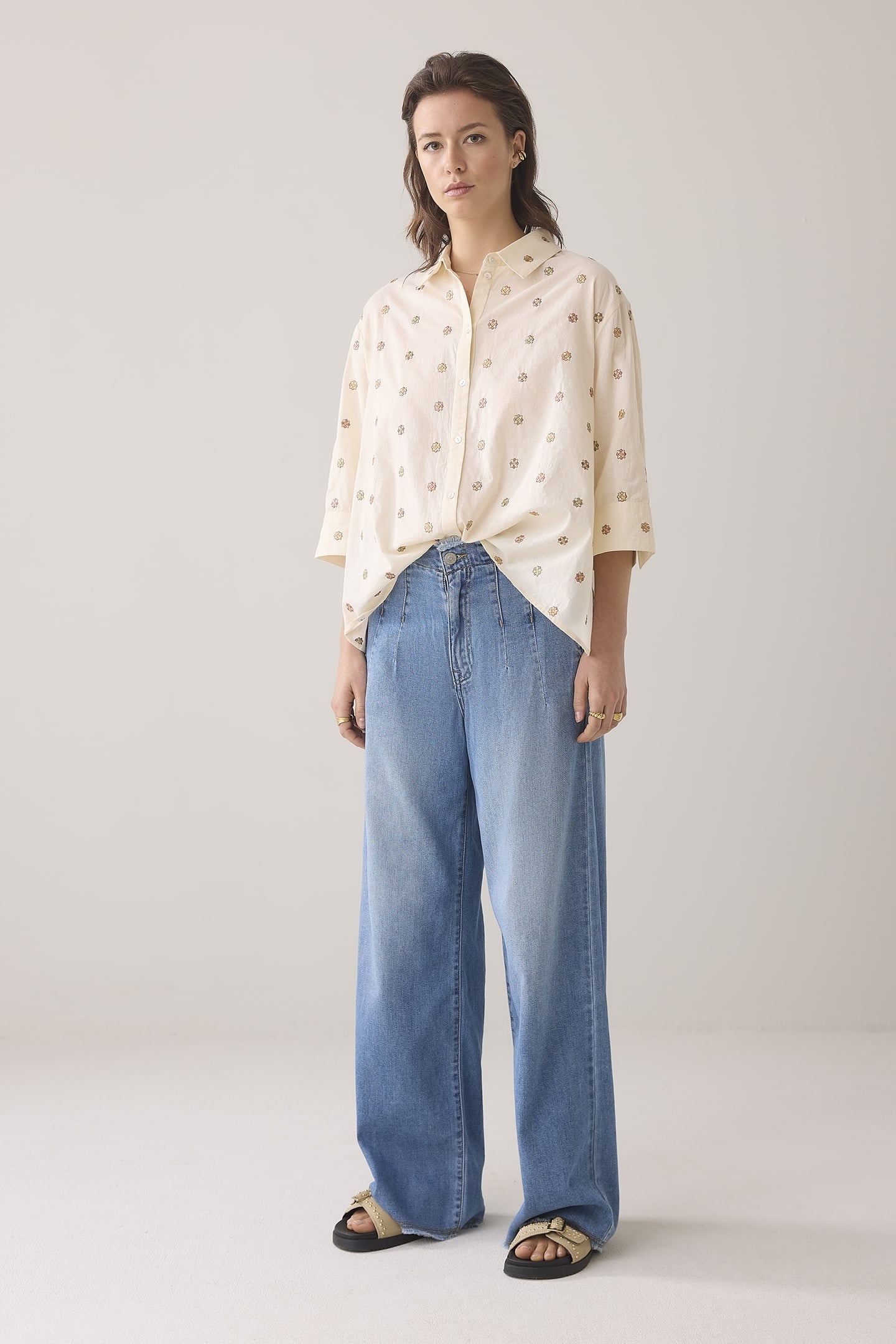 3/4 SLEEVE BLOUSE SCATTERED EMBOIDERYY IVORY 2