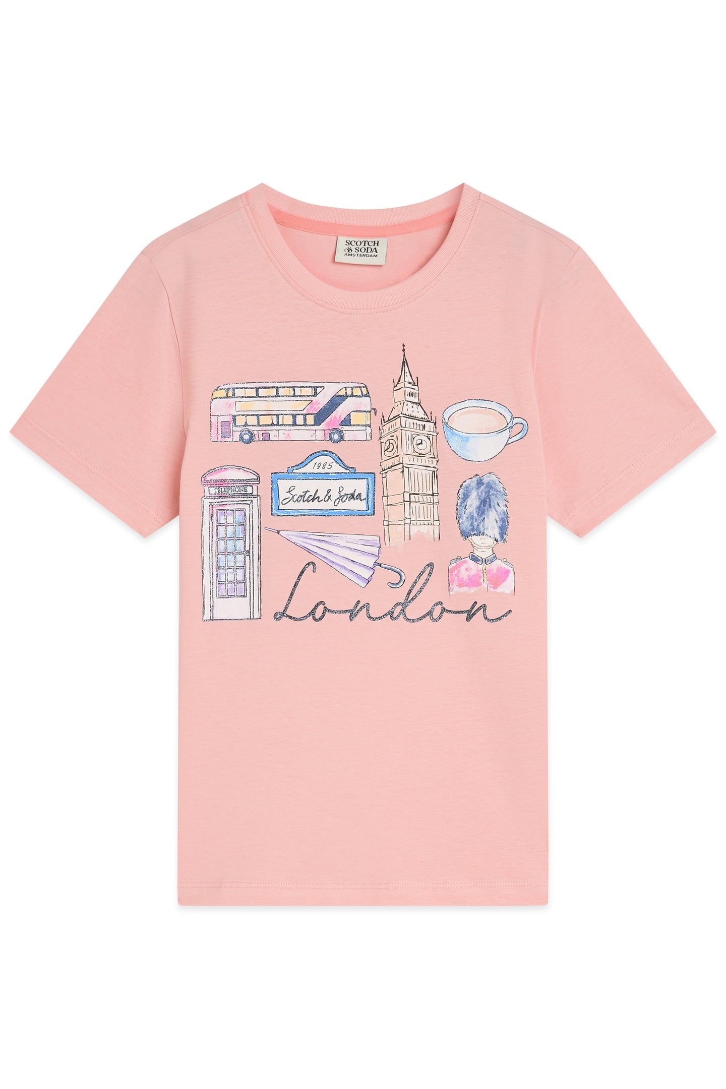 GIRLS LONDON GRAPHIC TEE MEDIUM PINK 1