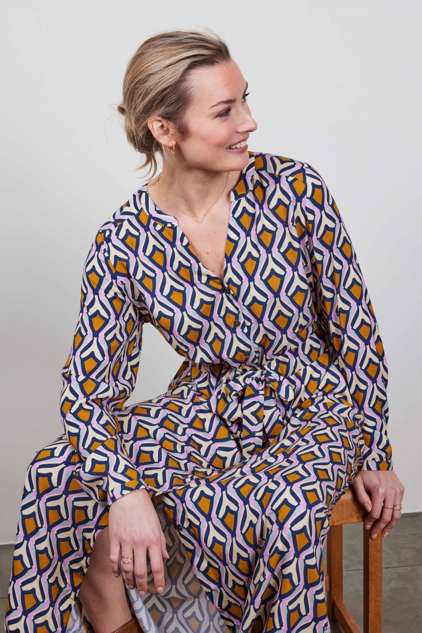 DRESS JOYFUL IN OFFWHITE WITH COSMIC DREAMS PRINT 1