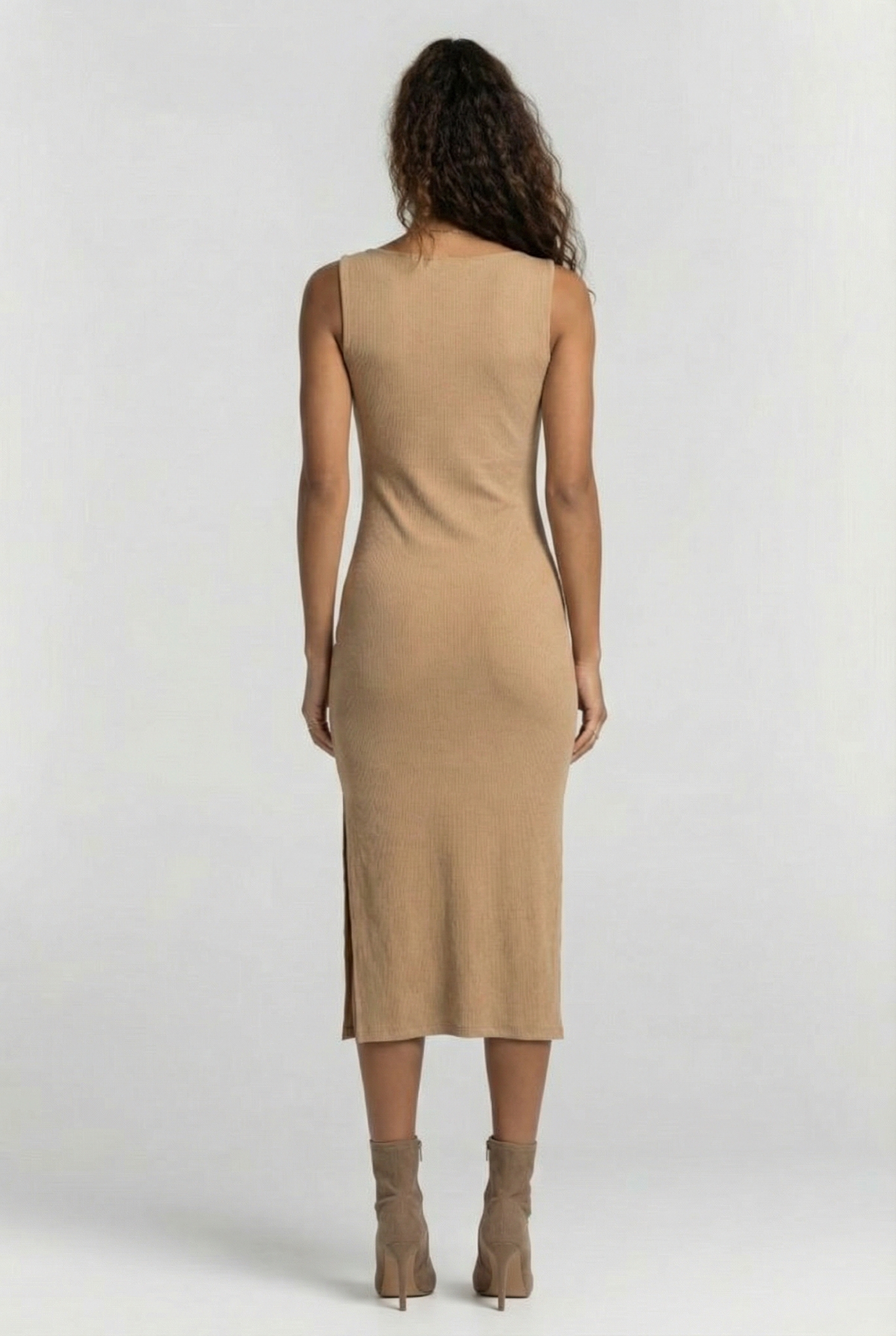 SLASH NECK RIB DRESS MIDI INCENSE 2