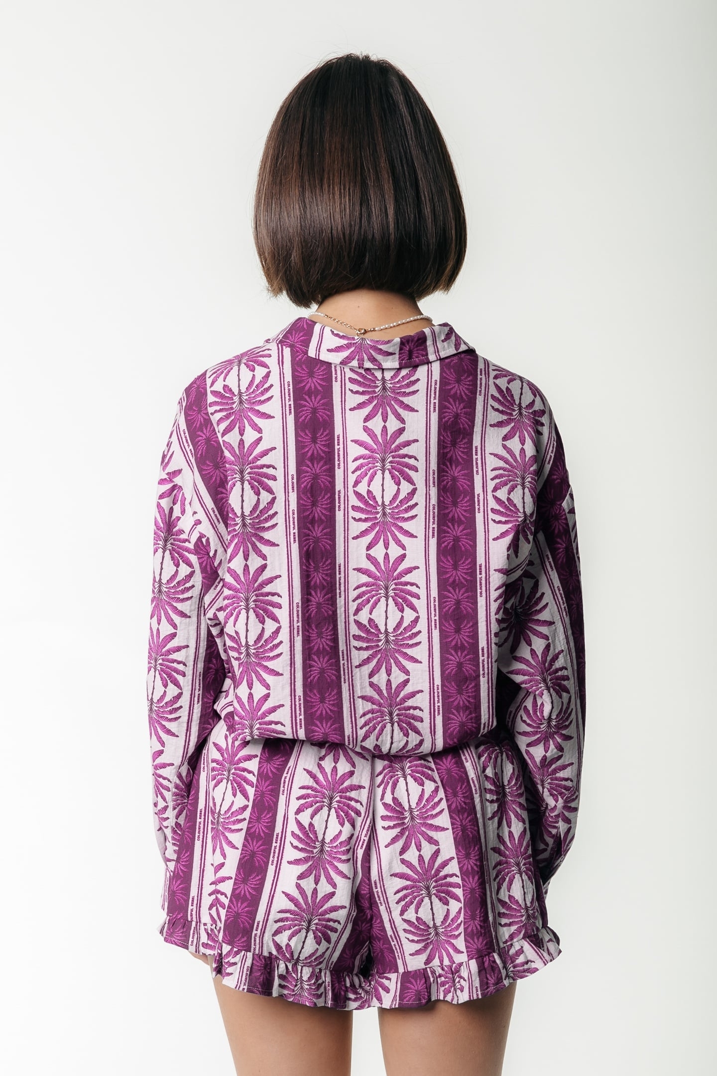 TALIA PALM DROPPED SHOULDER BLOUSE RASPBERRY WINE 2