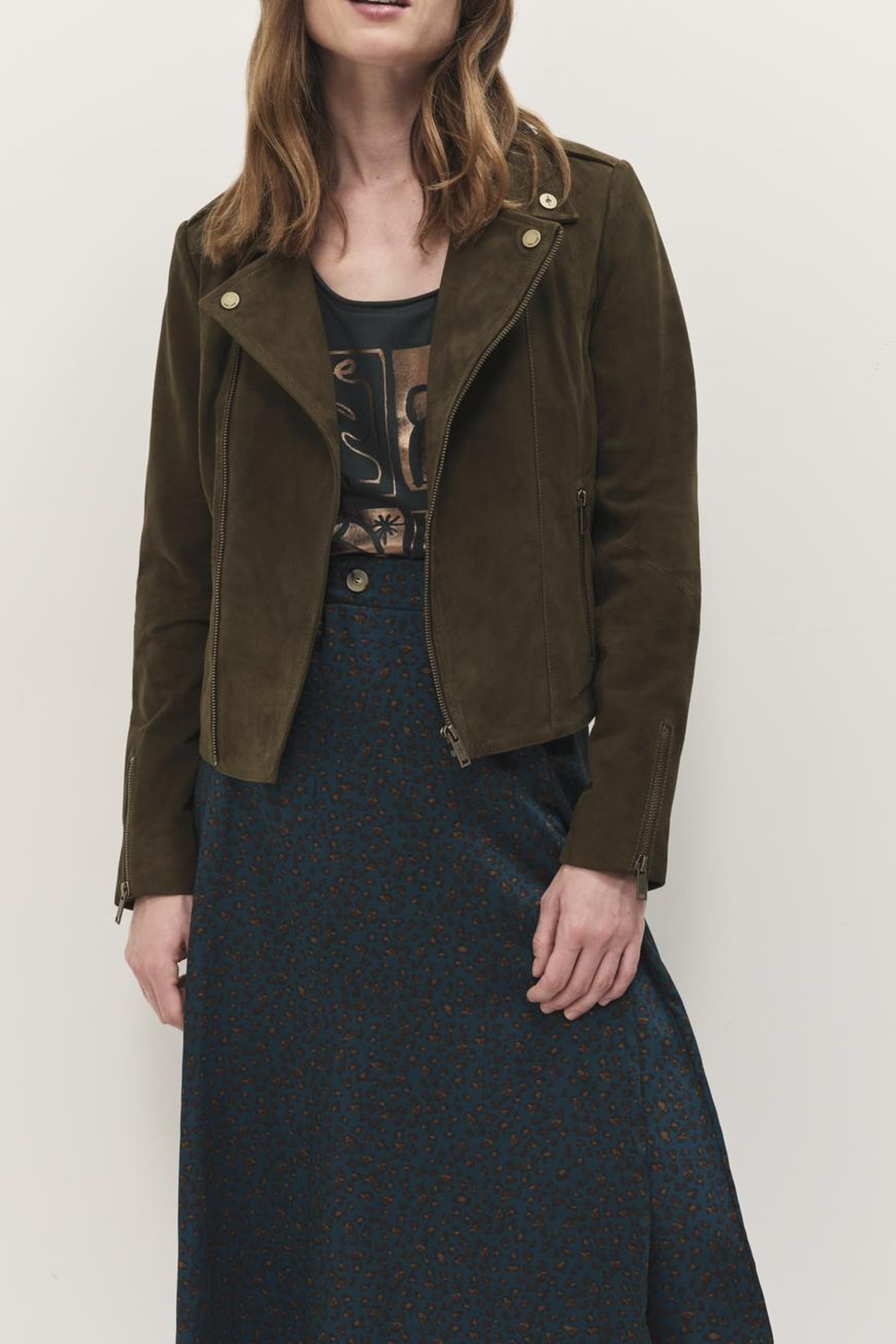 DEAN - KHAKI SUEDE BIKER JACKET 2