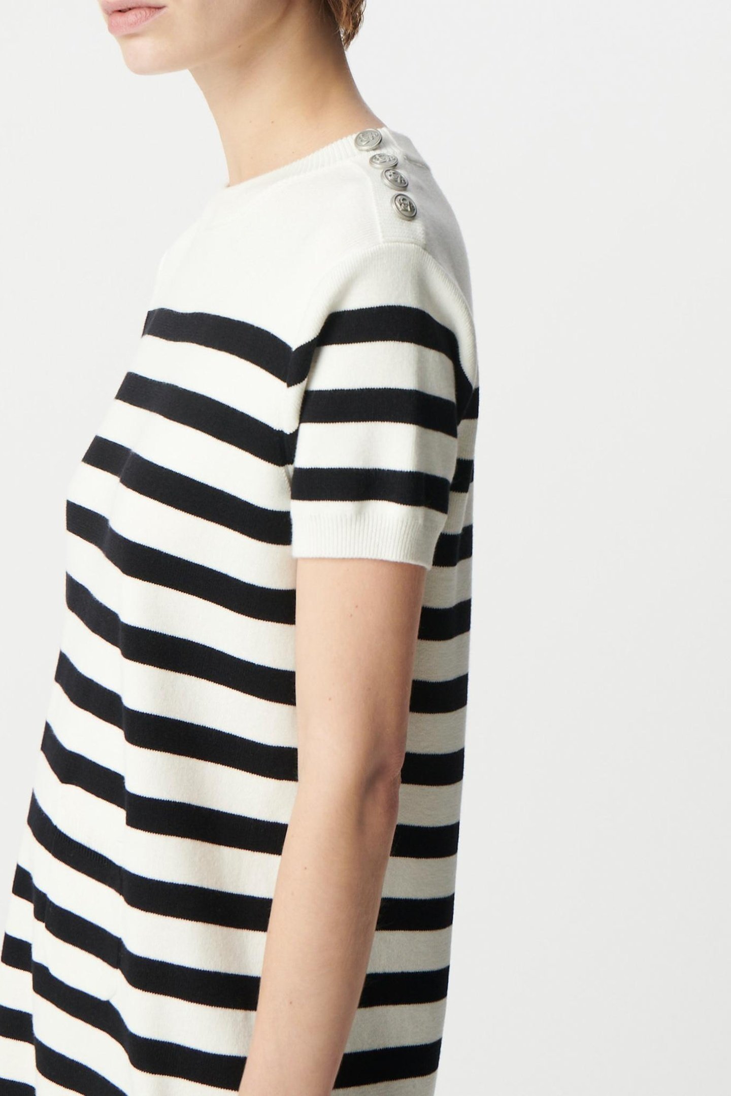BLACK AND ECRU STRIPED KNIT SAILOR DRESS 4