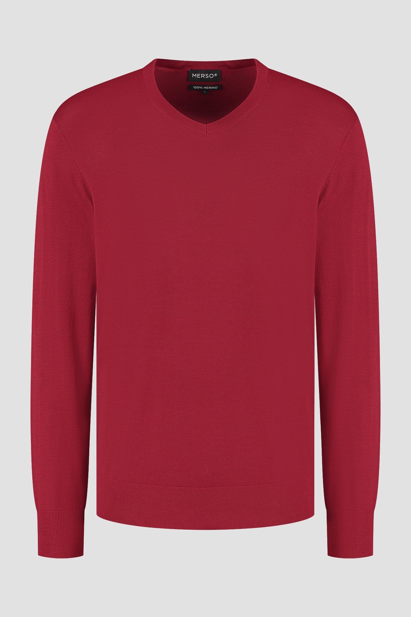 V NECK100% MERINO EMBER RED 4