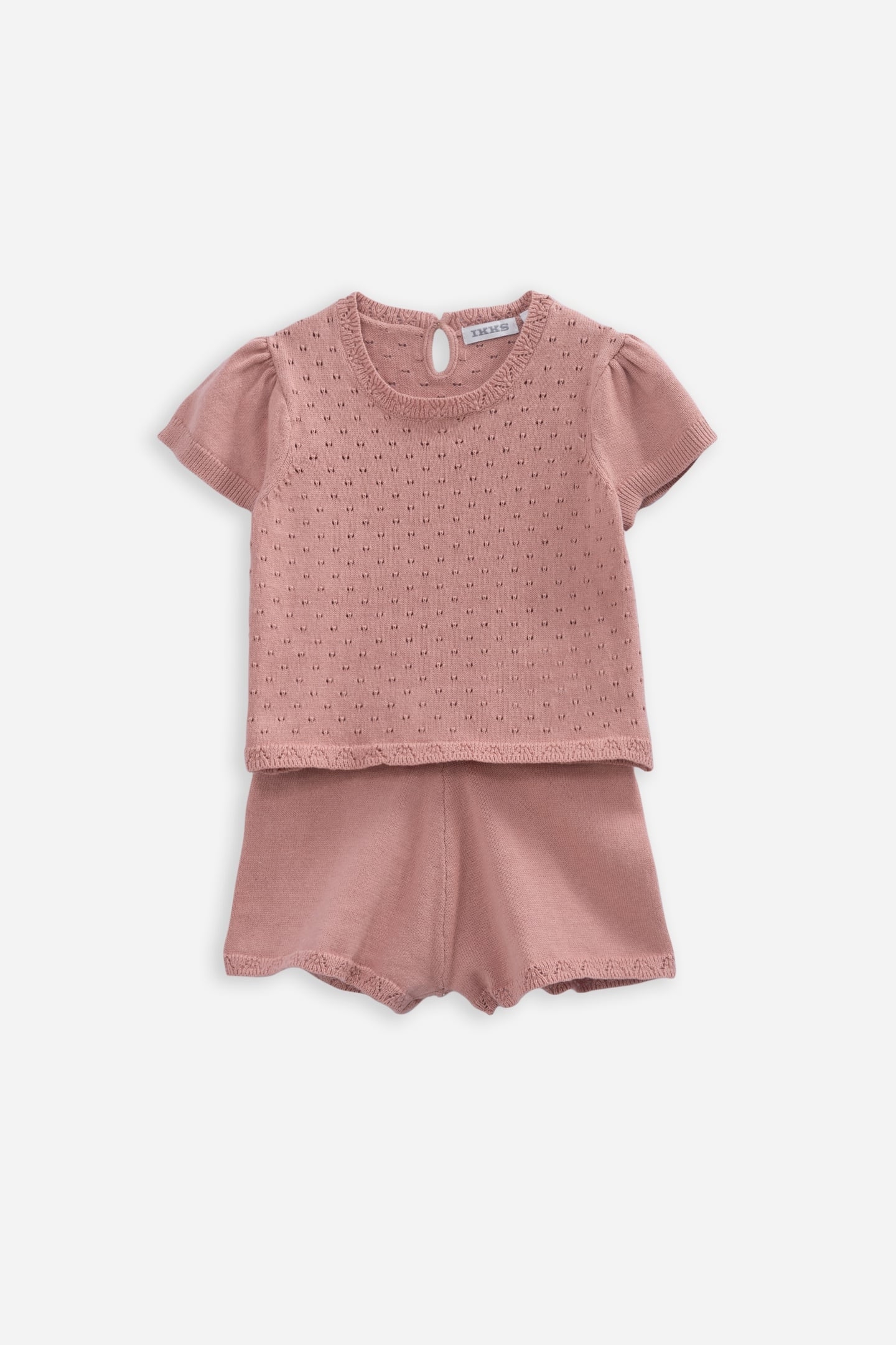 SHORTS AND PINK OPENWORK T-SHIRT SET 1