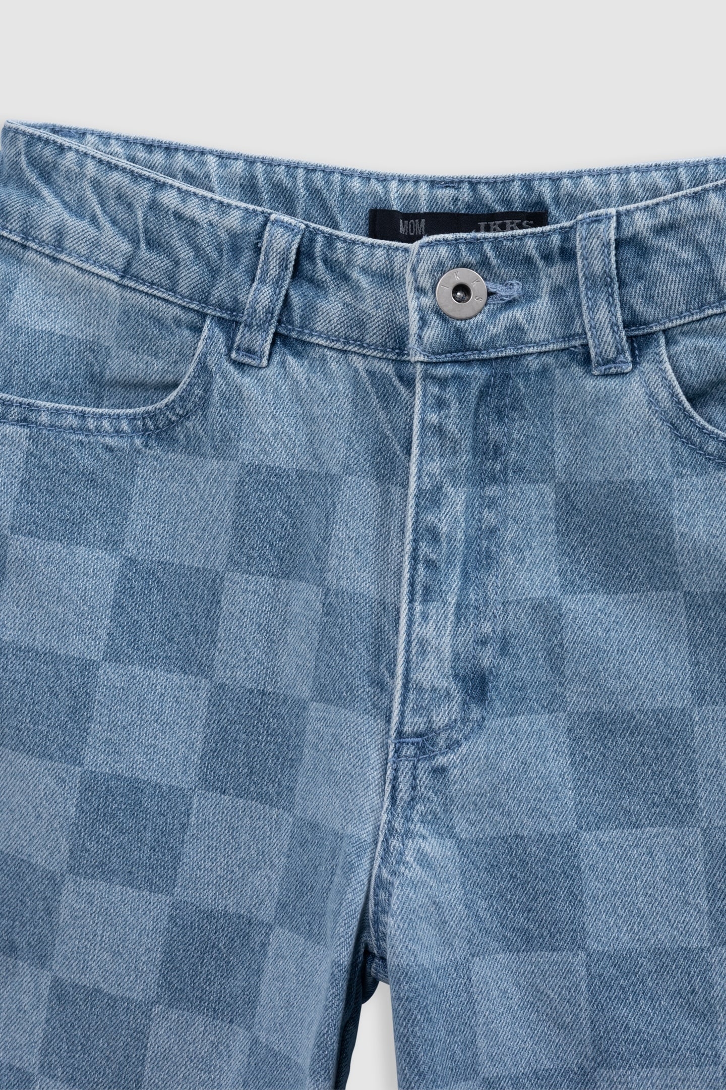 MOM BLUE WATERLESS CHECKERBOARD JEANS 4